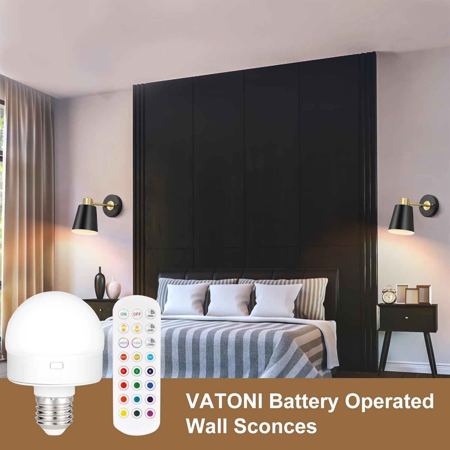 Juego de 2 Apliques de Pared Inalámbricos VATONI LED Regulables