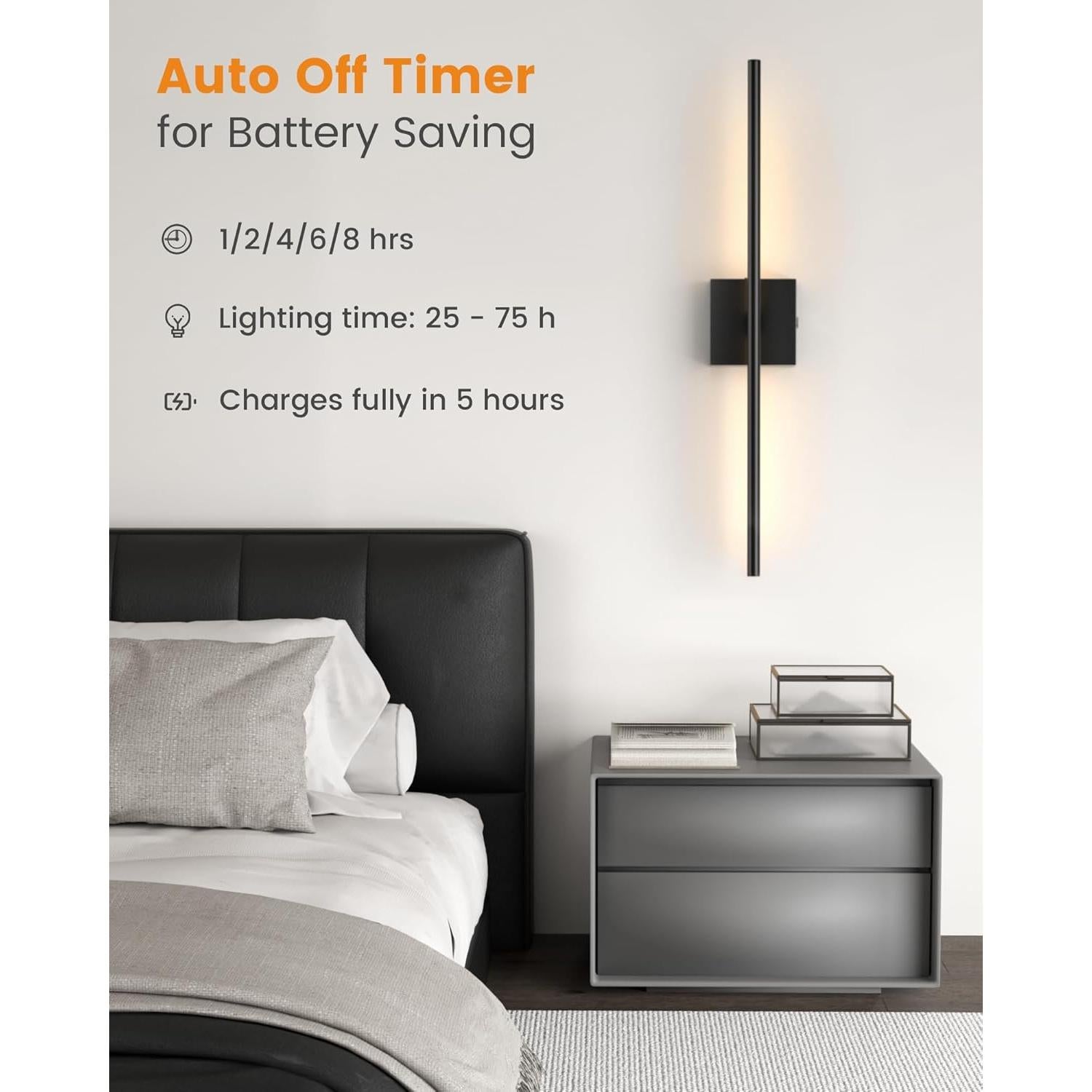 Apliques de Pared Recargables VOLISUN 70.1 cm Negros LED