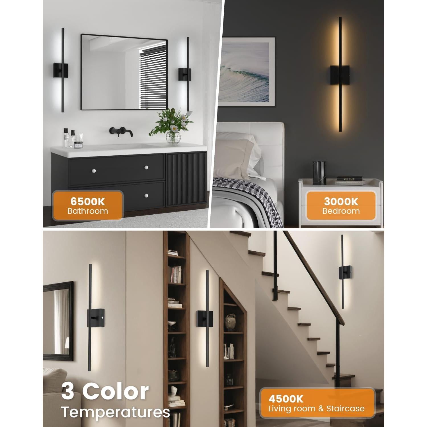 Apliques de Pared Recargables VOLISUN 70.1 cm Negros LED