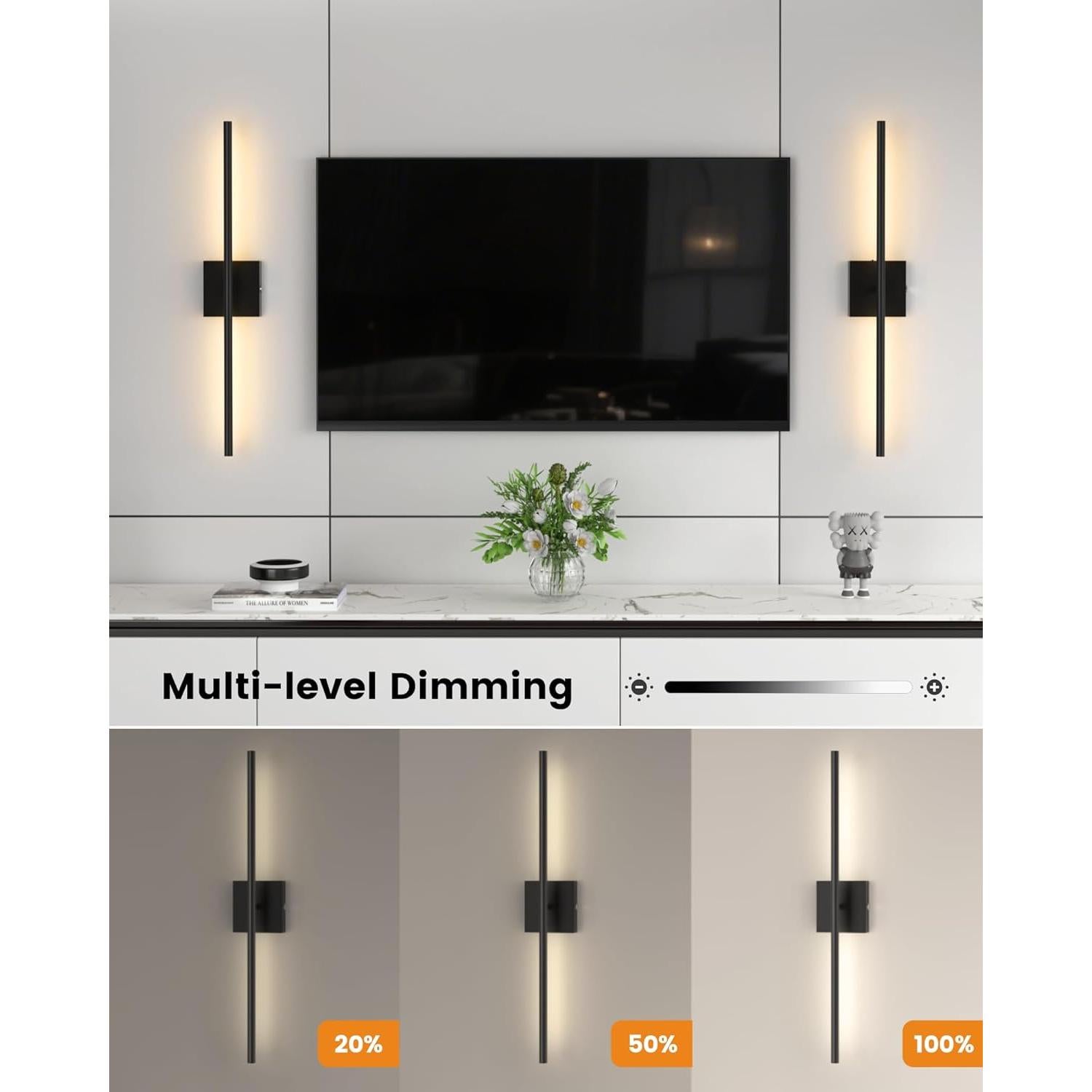 Apliques de Pared Recargables VOLISUN 70.1 cm Negros LED