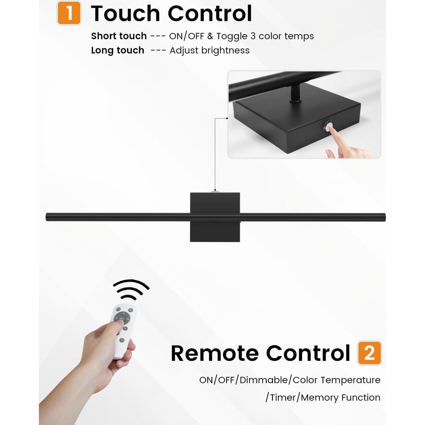 Apliques de Pared Recargables VOLISUN 70.1 cm Negros LED