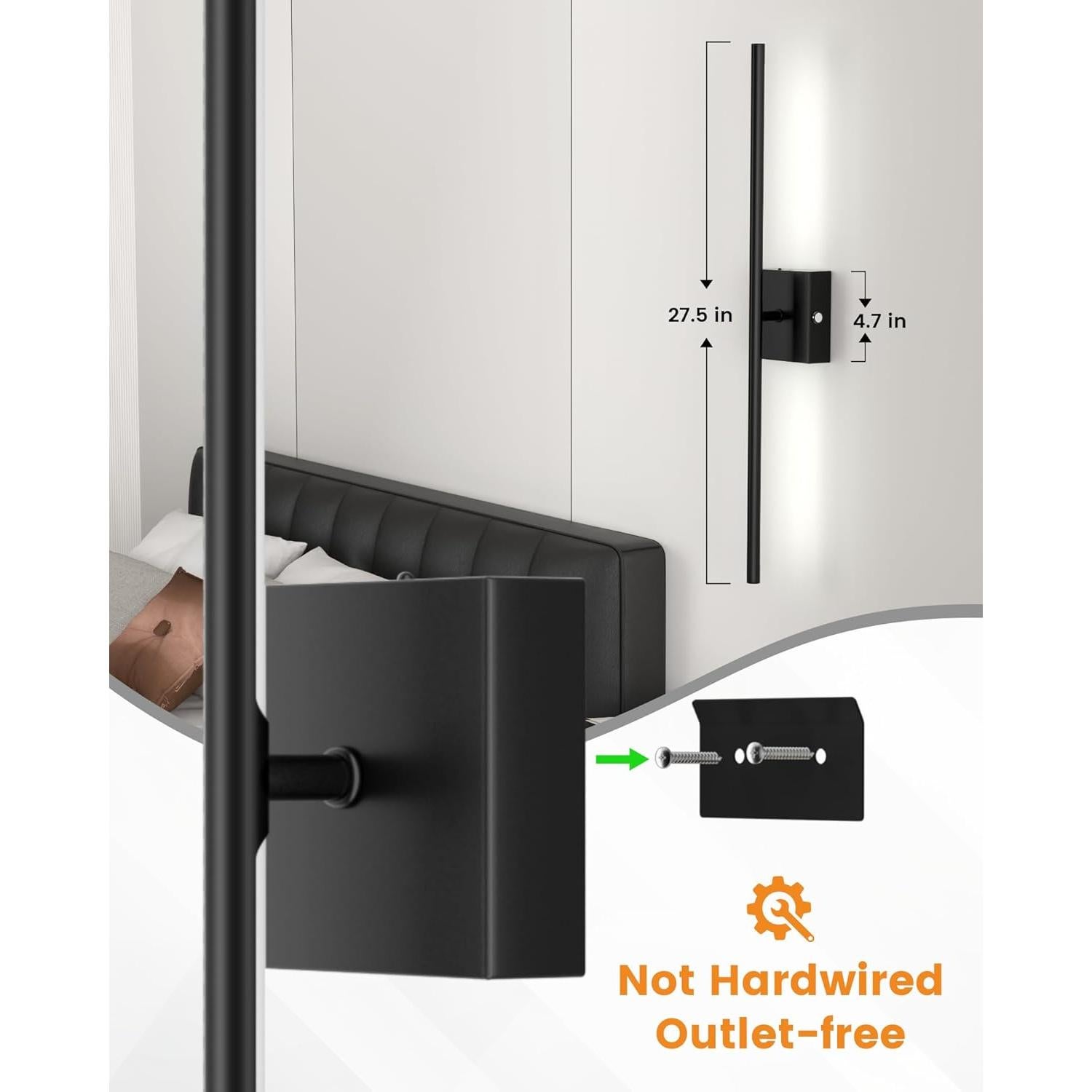 Apliques de Pared Recargables VOLISUN 70.1 cm Negros LED