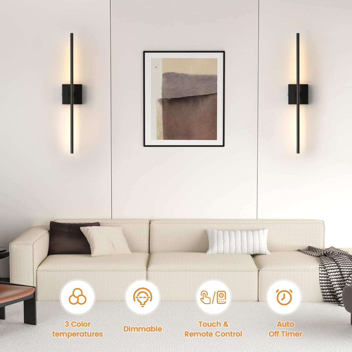 Apliques de Pared Recargables VOLISUN 70.1 cm Negros LED