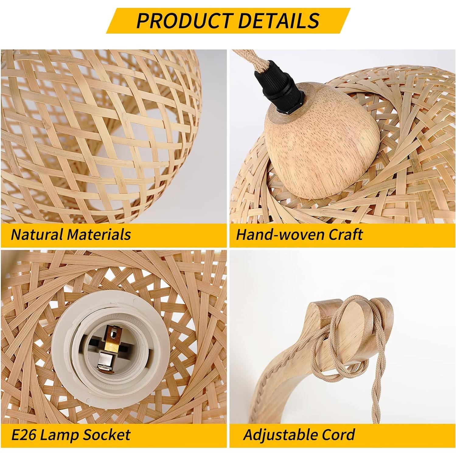 Apliques de Pared Boho Frideko de Bambú con Enchufe - Juego de 2