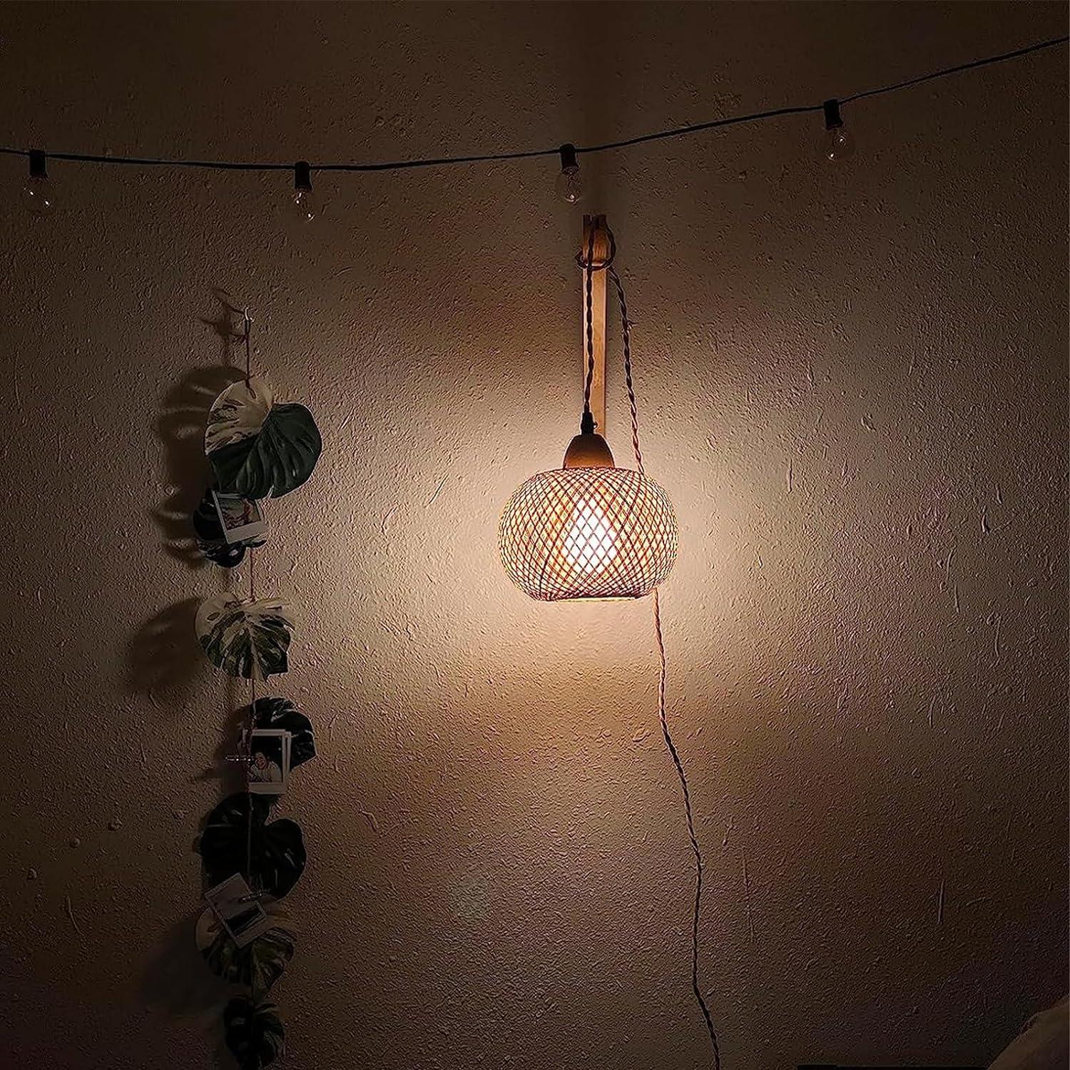 Apliques de Pared Boho Frideko de Bambú con Enchufe - Juego de 2