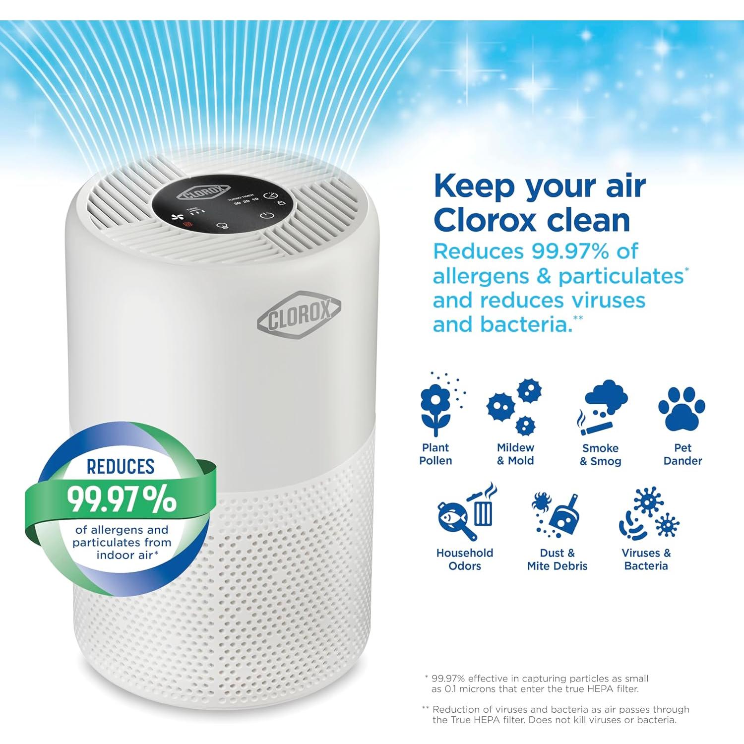 Purificador de Aire Clorox Turbo HEPA 30W para 92.9 m²