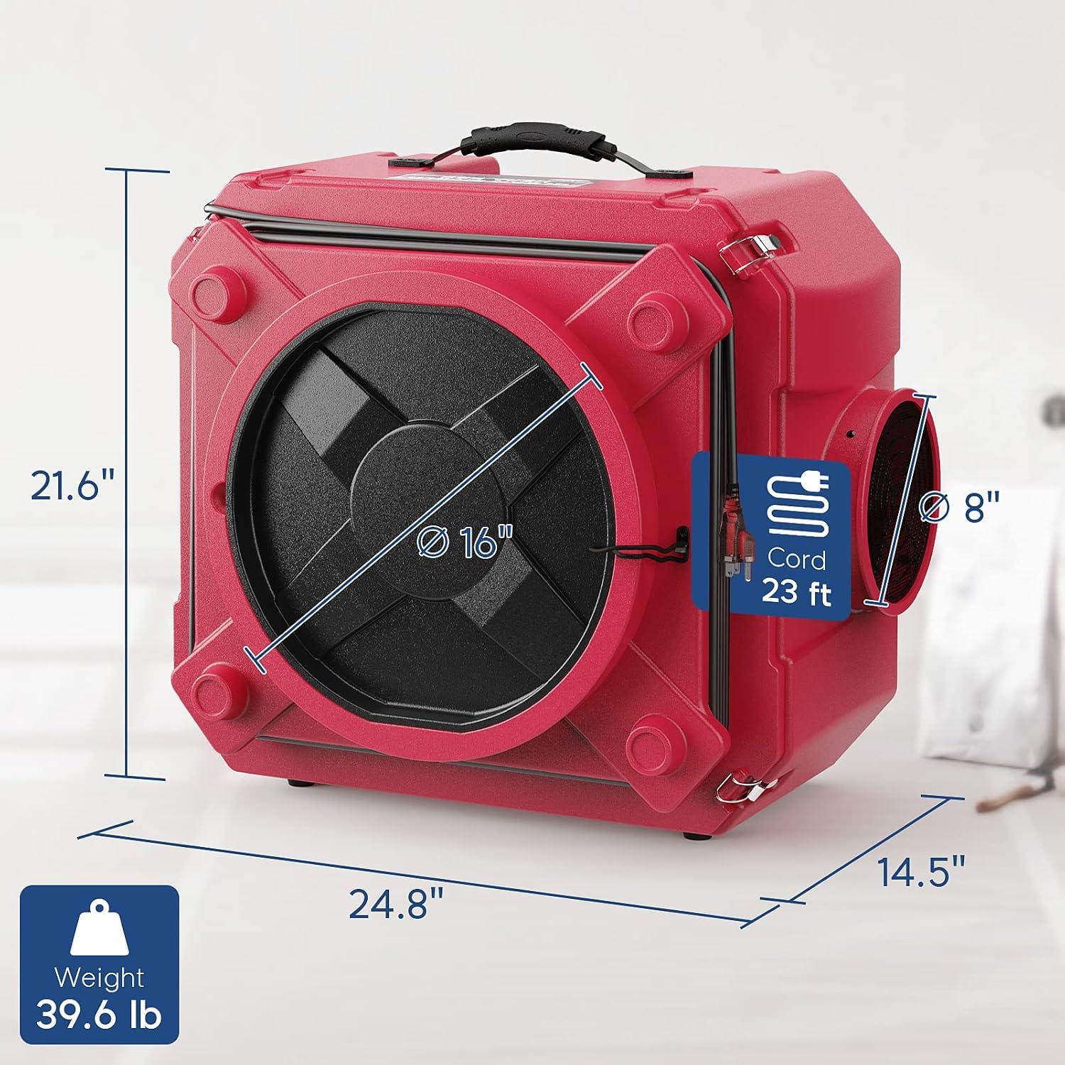 Limpiador de Aire HEPA AlorAir 550 Rojo, Filtro MERV-10 y Carbón