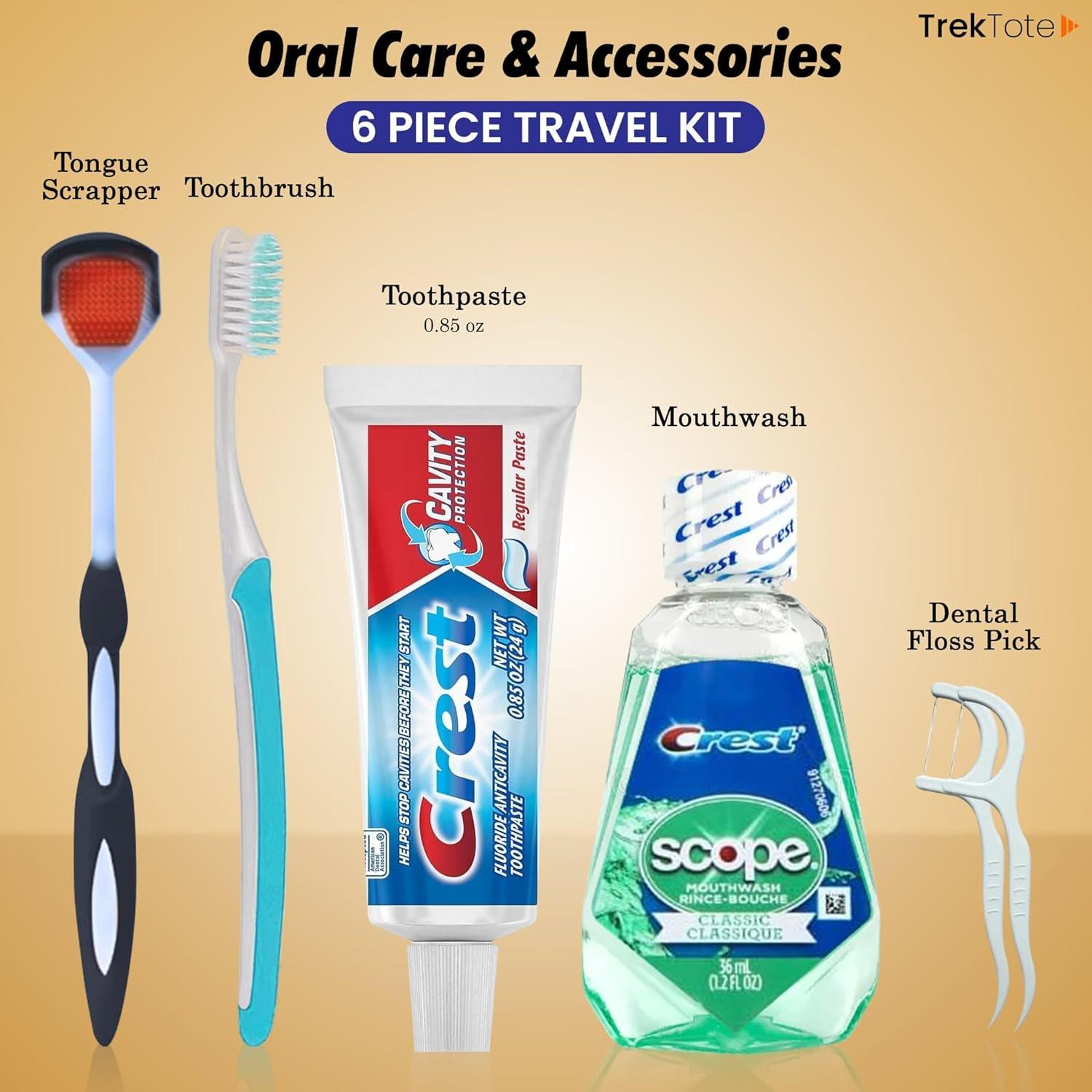 Kit de Cuidado Oral de Viaje Trektote - 6 Piezas Aprobado TSA