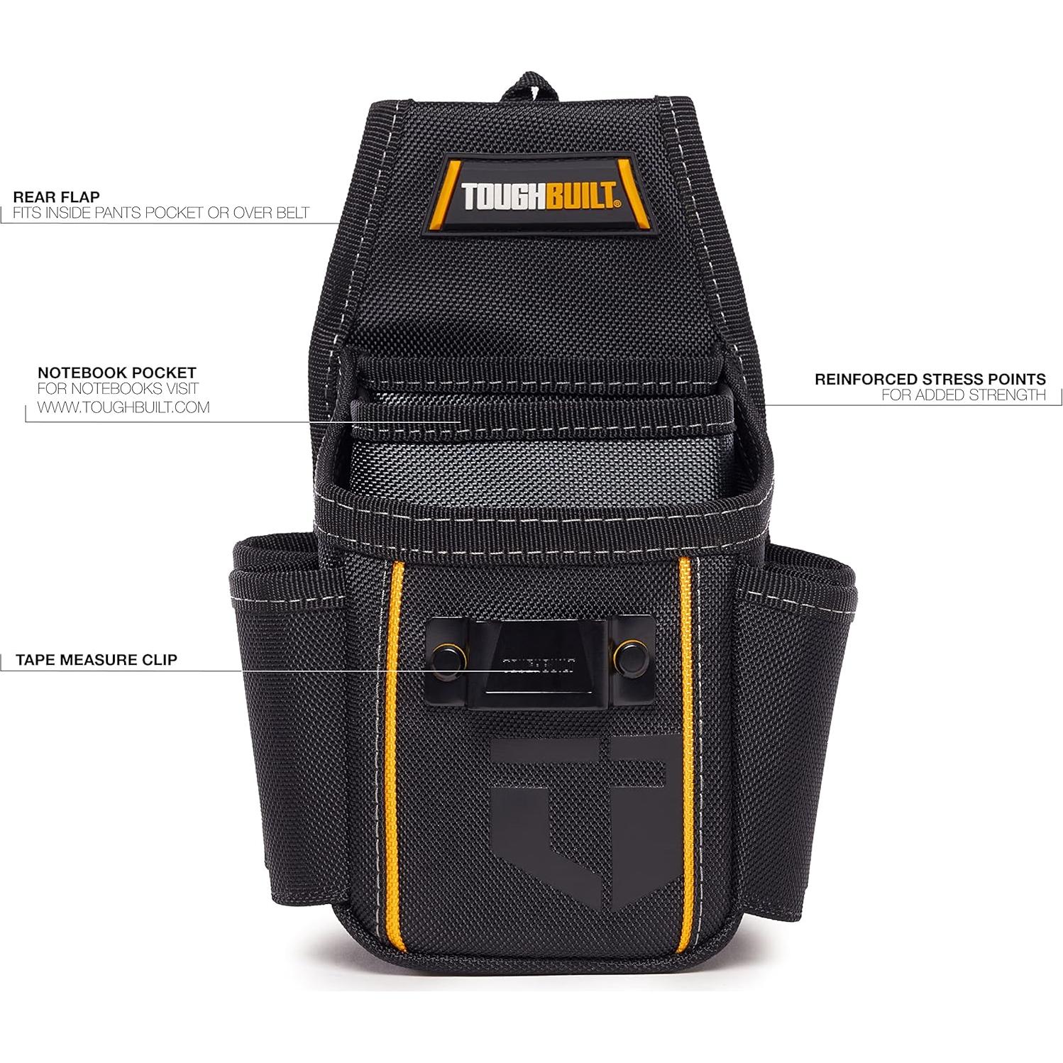 Utility Plus Pouch- 7 Pockets and Rear Pocket Flap - Heavy Duty and Durable, Notebook Pocket, Tape Measure Clip - (TB-236-7)