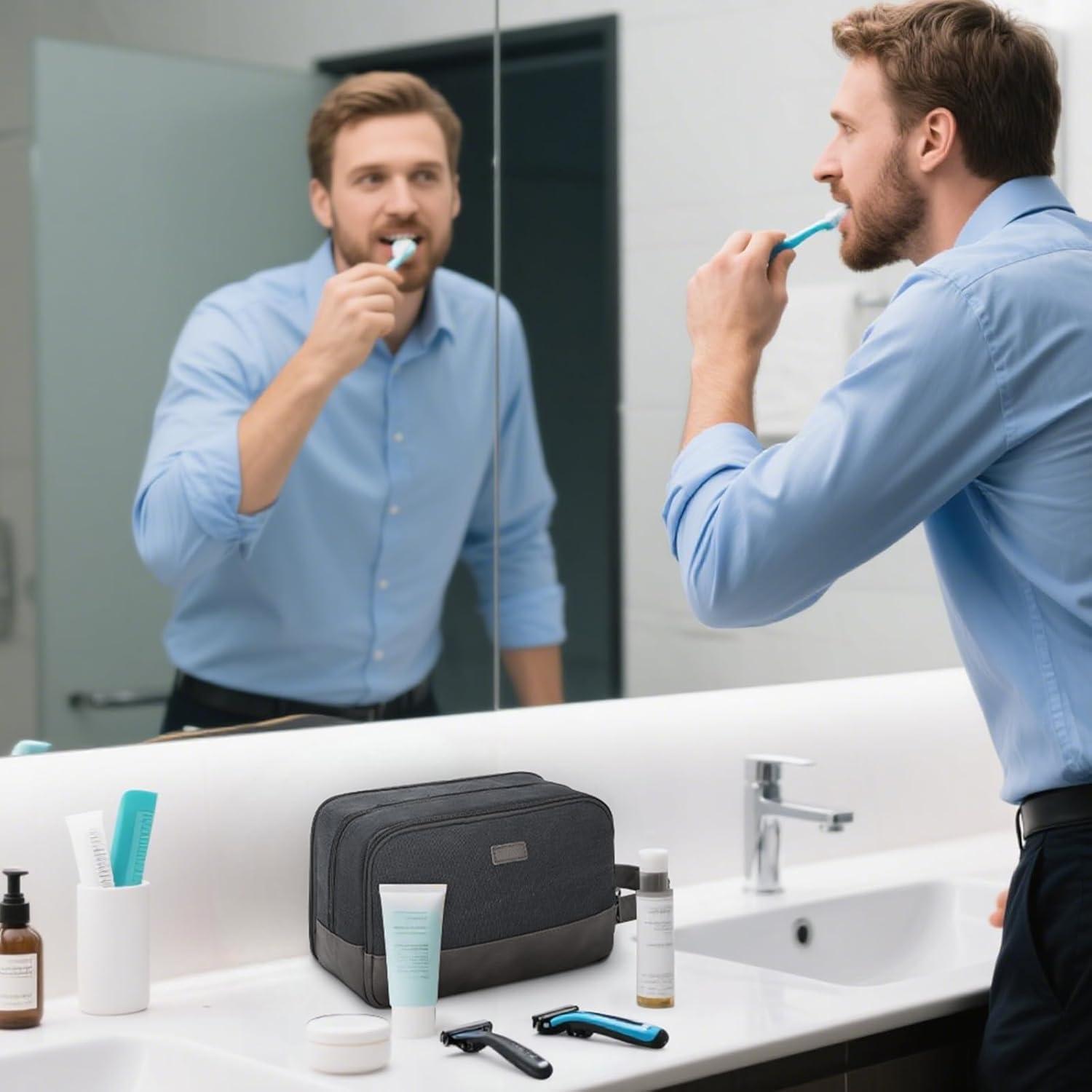 Bolsa de Aseo de Viaje WANDF Negra 24.9x13x16cm Impermeable