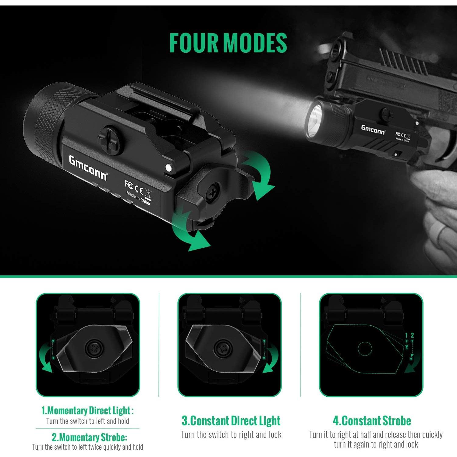 Linterna Táctica LED Gmconn 1200 Lúmenes con Baterías CR123A