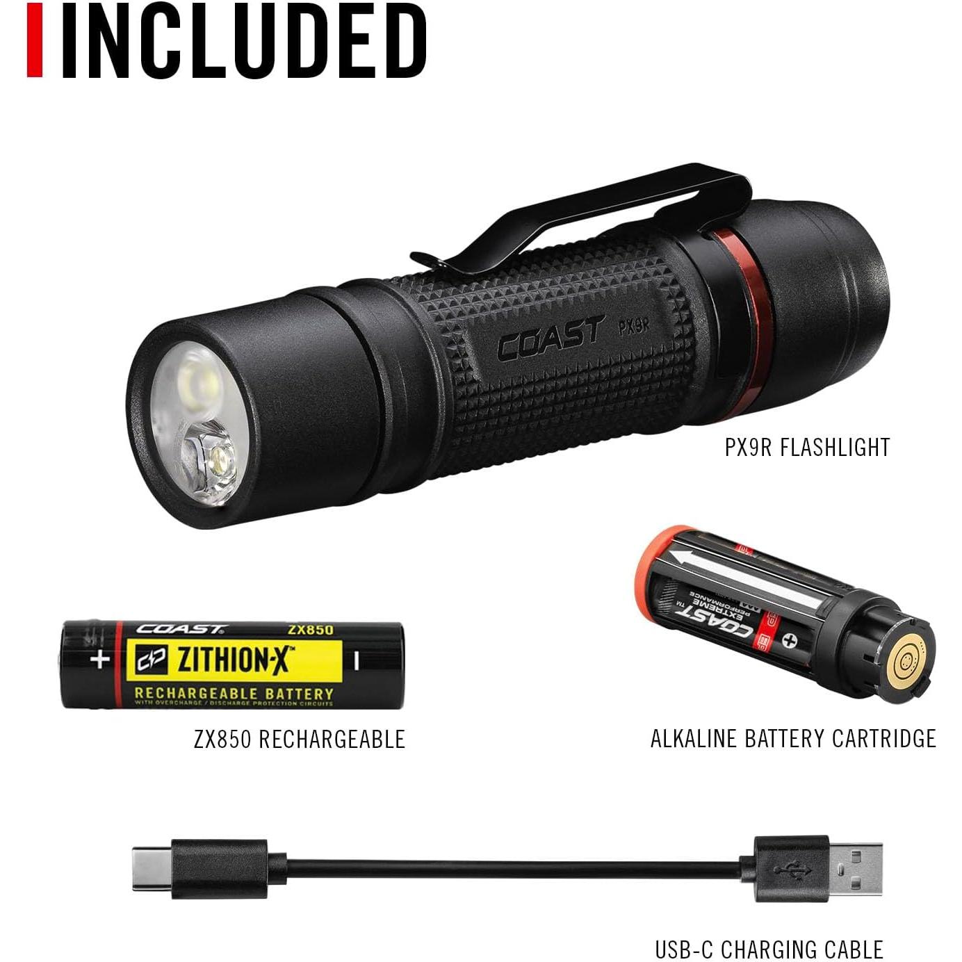 Linterna LED Recargable Coast PX9R 1000 Lúmenes Doble Óptica