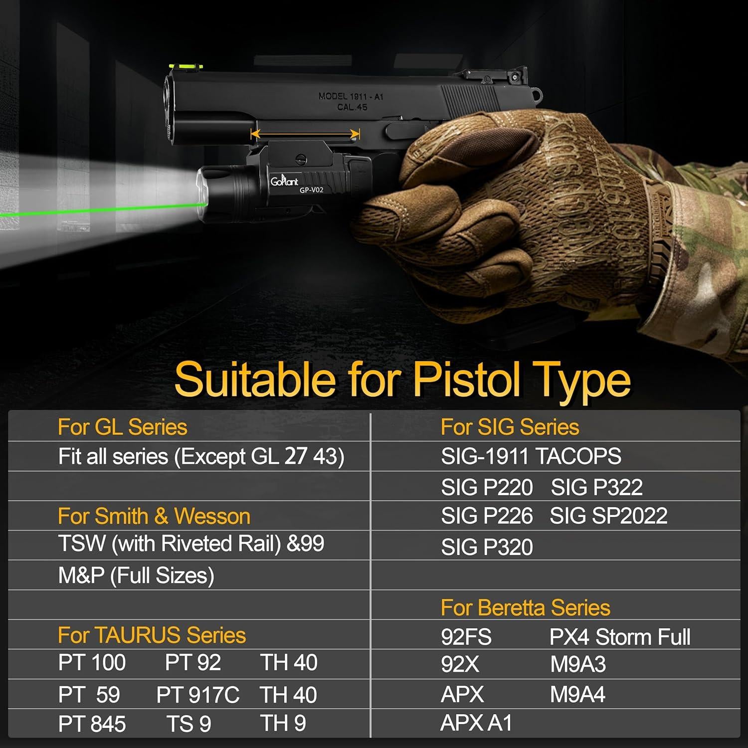 Linterna Táctica LED GOPLANT GP-V02 1300 Lúmenes con Láser Verde