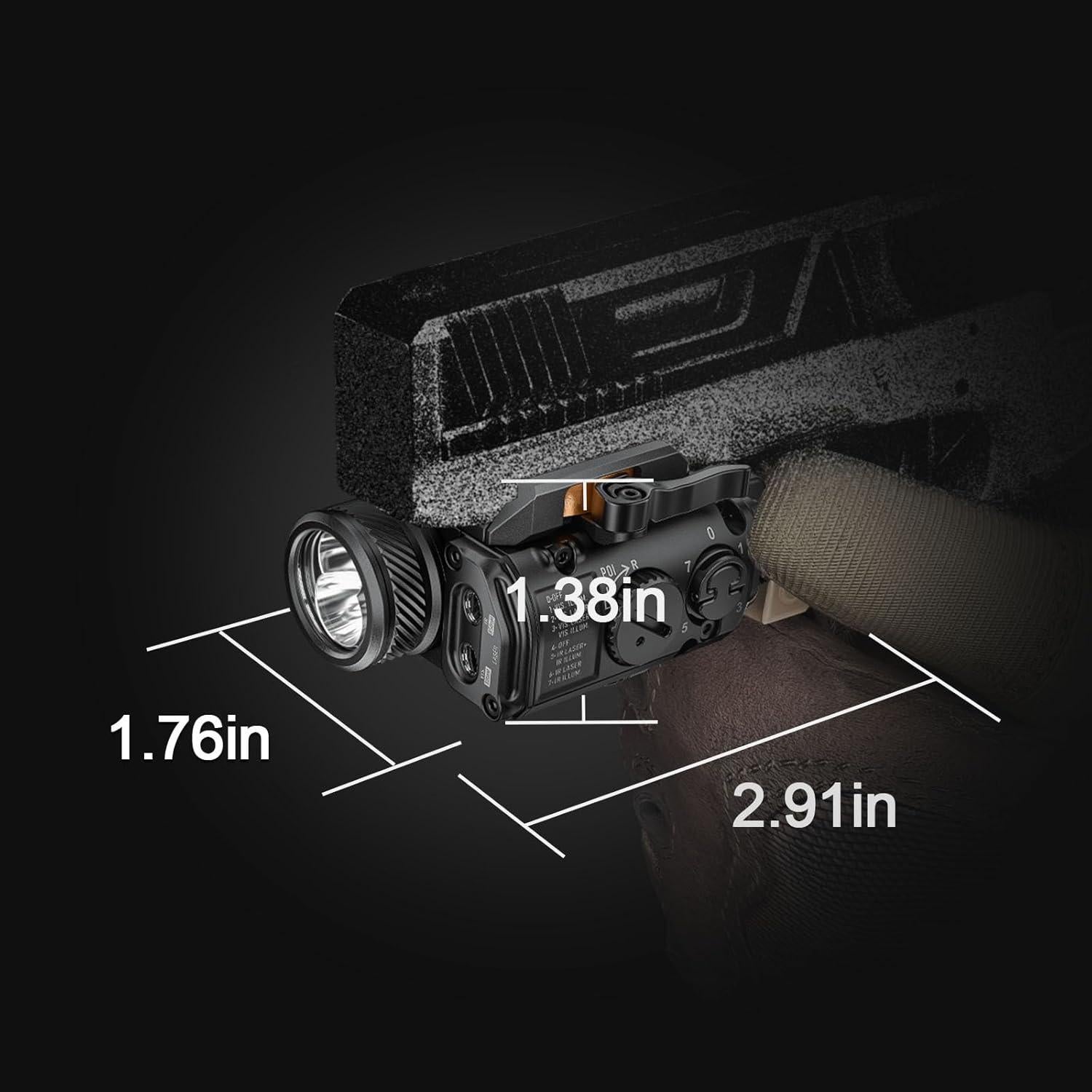 Linterna Montada en Riel RovyVon GL4 Pro 400 Lúmenes IR IP68