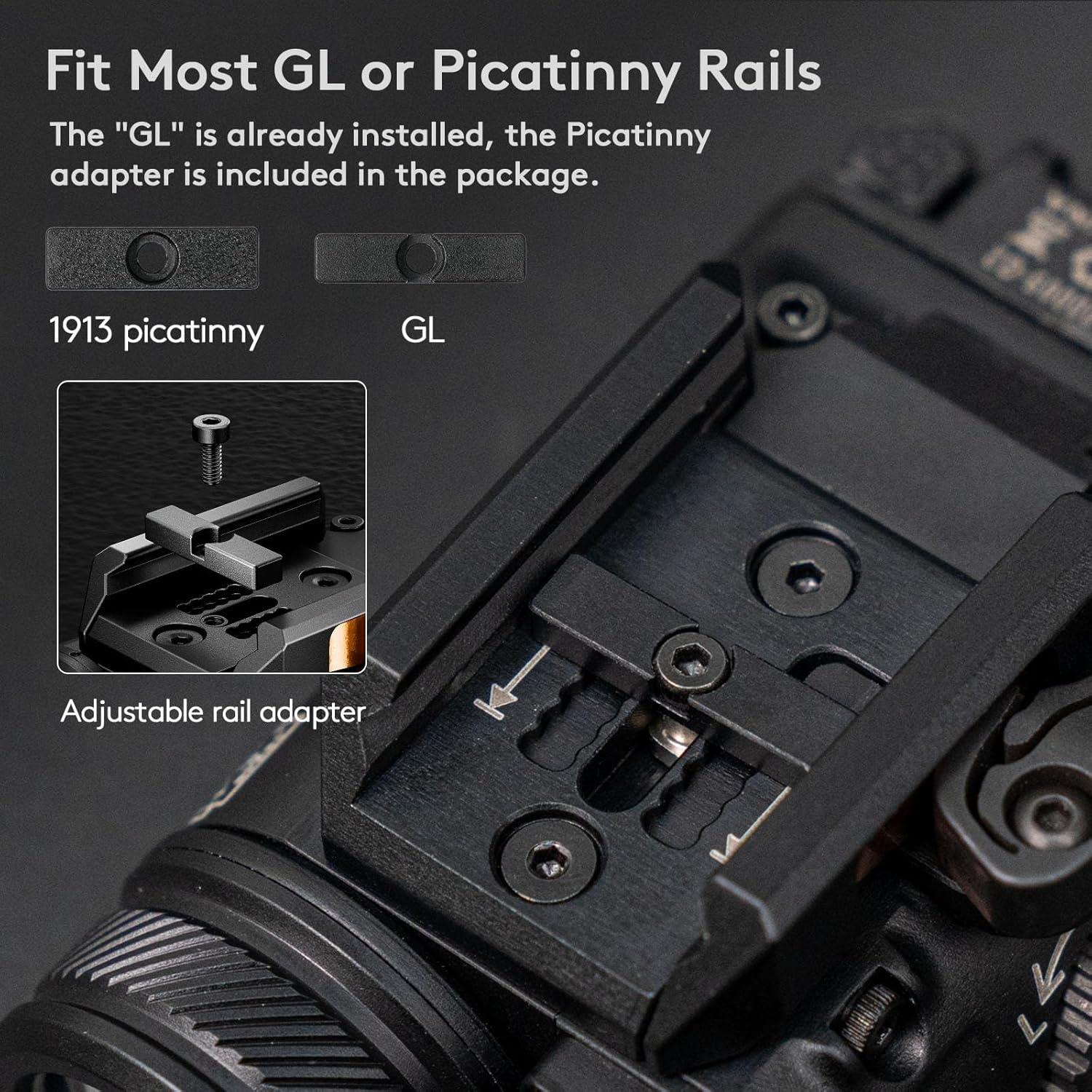 Linterna Montada en Riel RovyVon GL4 Pro 400 Lúmenes IR IP68