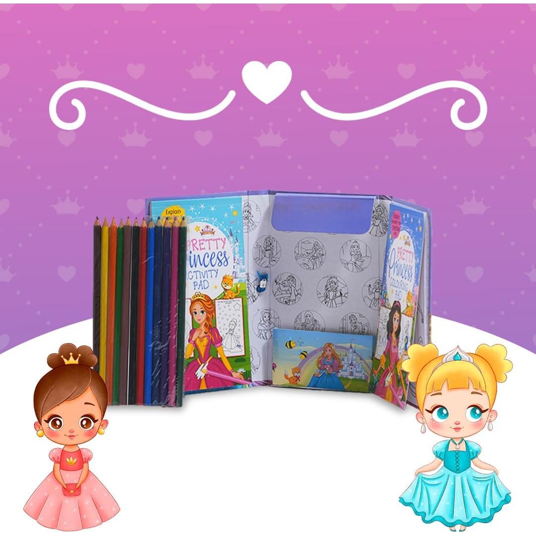 Kit de Arte de Viaje FIRSTJIGGLE Princesa con Lápices y Pegatinas
