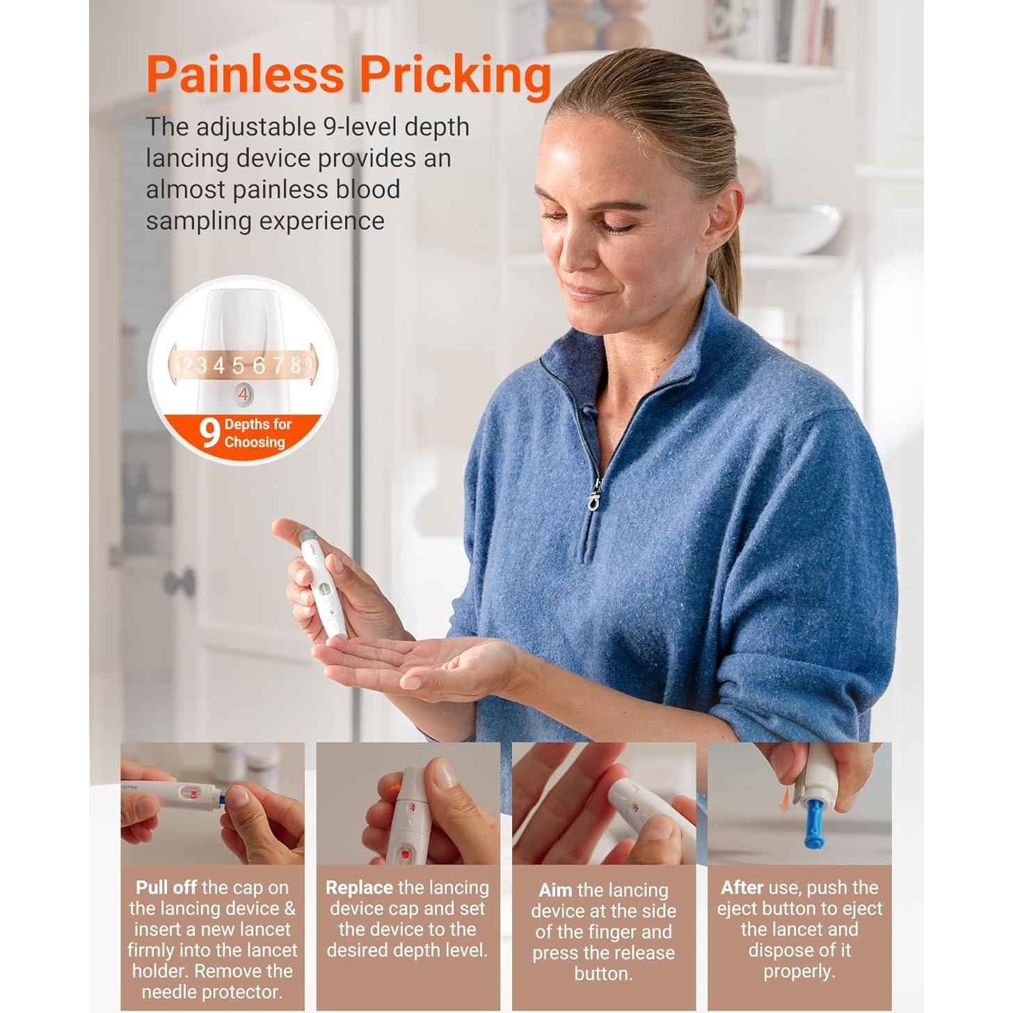 Kit de Monitor de Glucosa iHealth Acacia - 100 Tiras y Lancetas