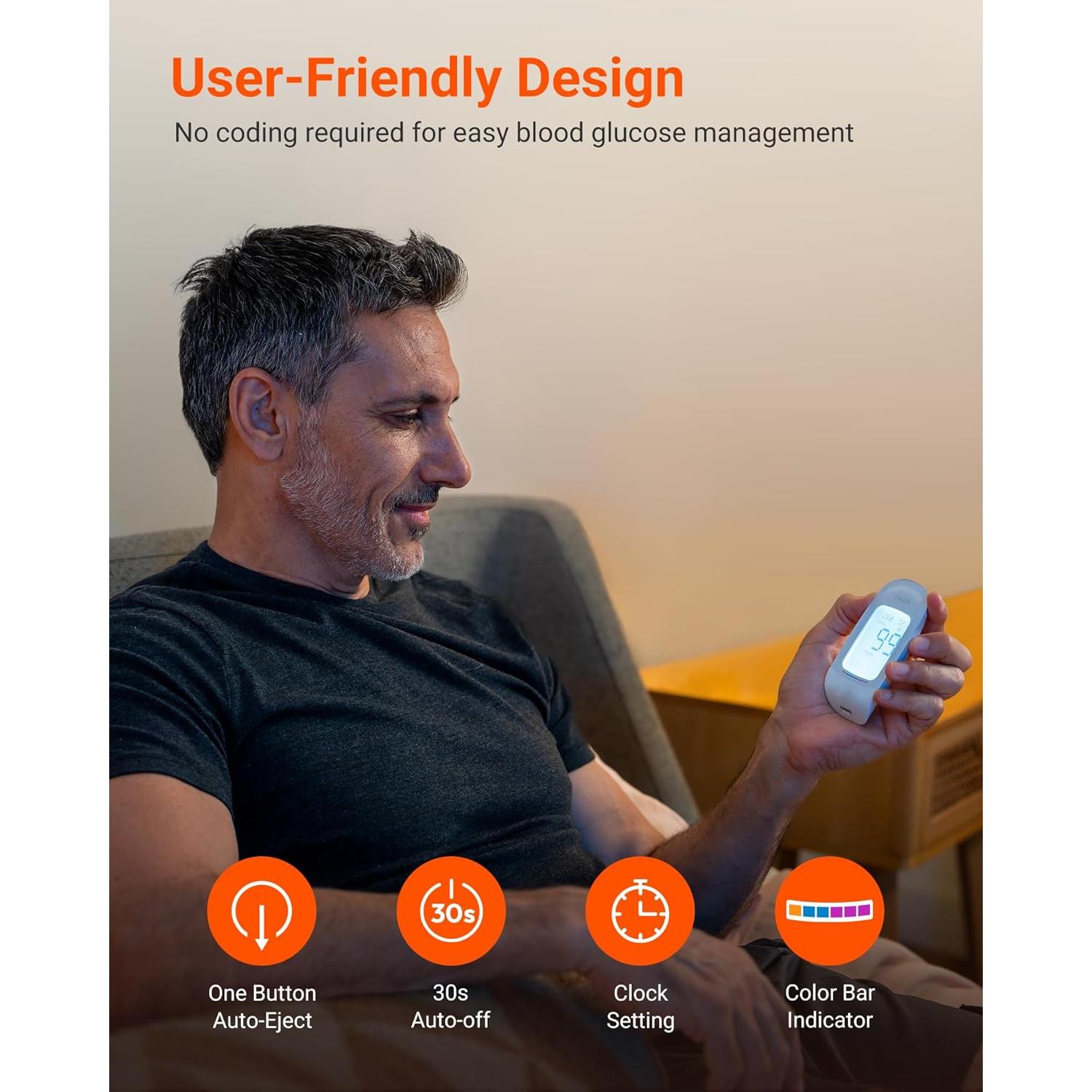 Kit de Monitor de Glucosa iHealth Acacia - 100 Tiras y Lancetas