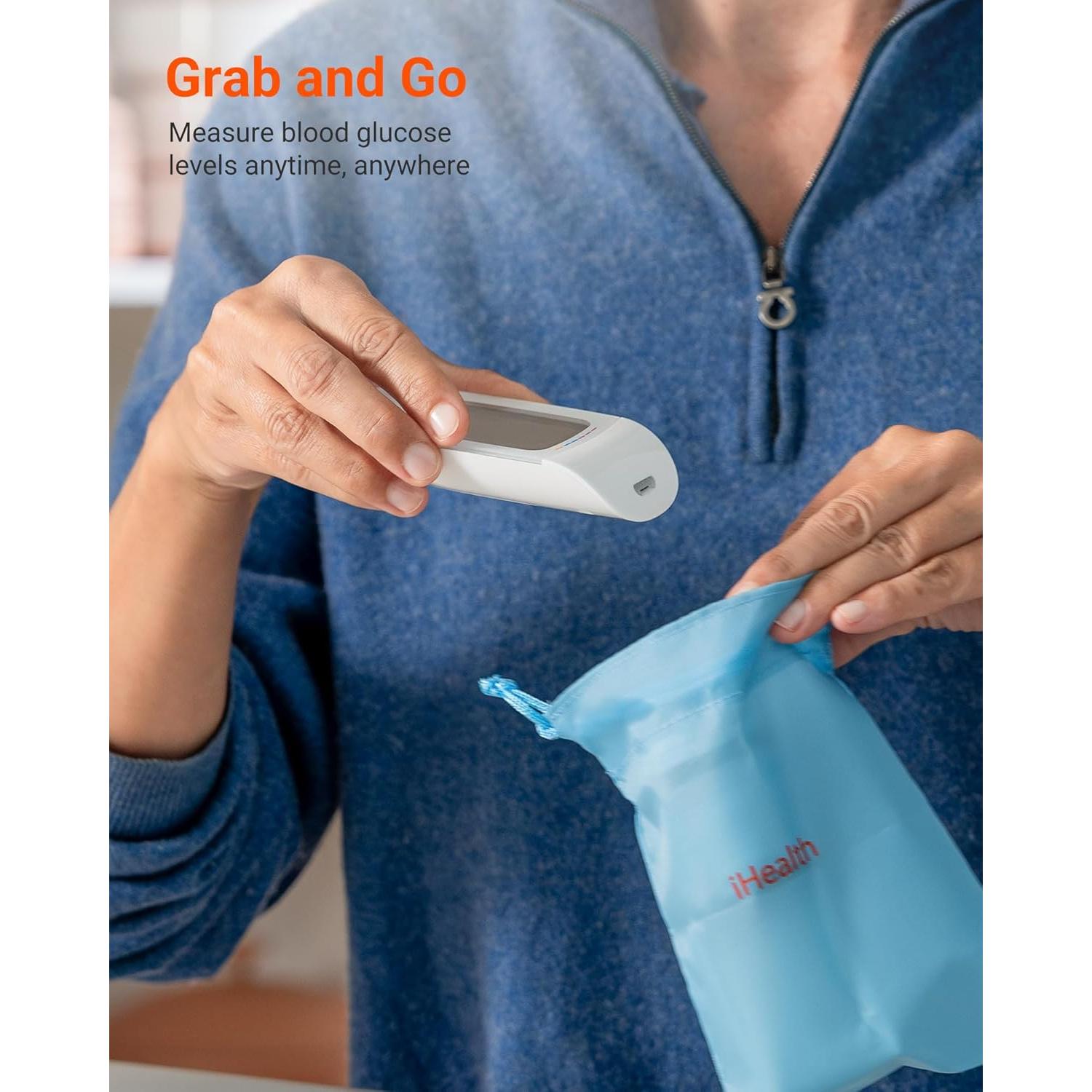 Kit de Monitor de Glucosa iHealth Acacia - 100 Tiras y Lancetas