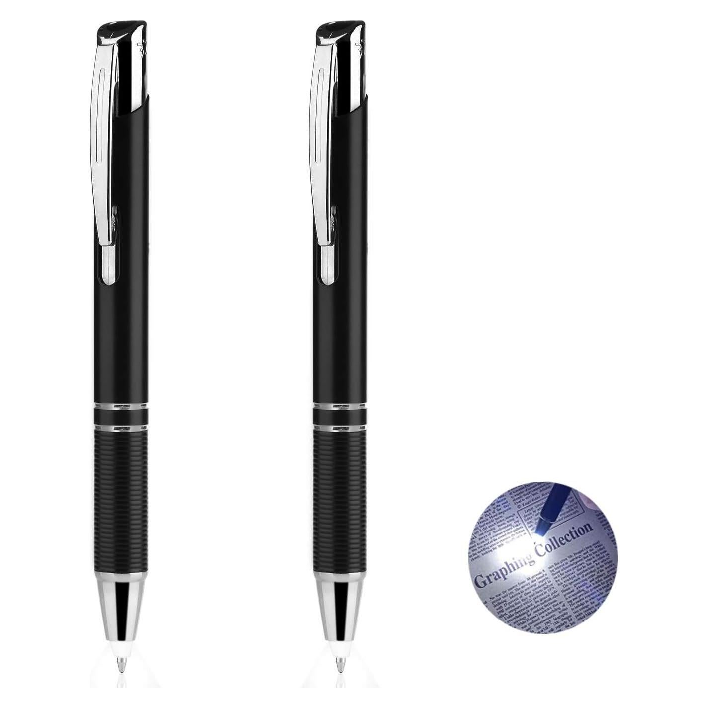 Bolígrafo Penyeah con Luz LED - 2 Unidades, Blanco