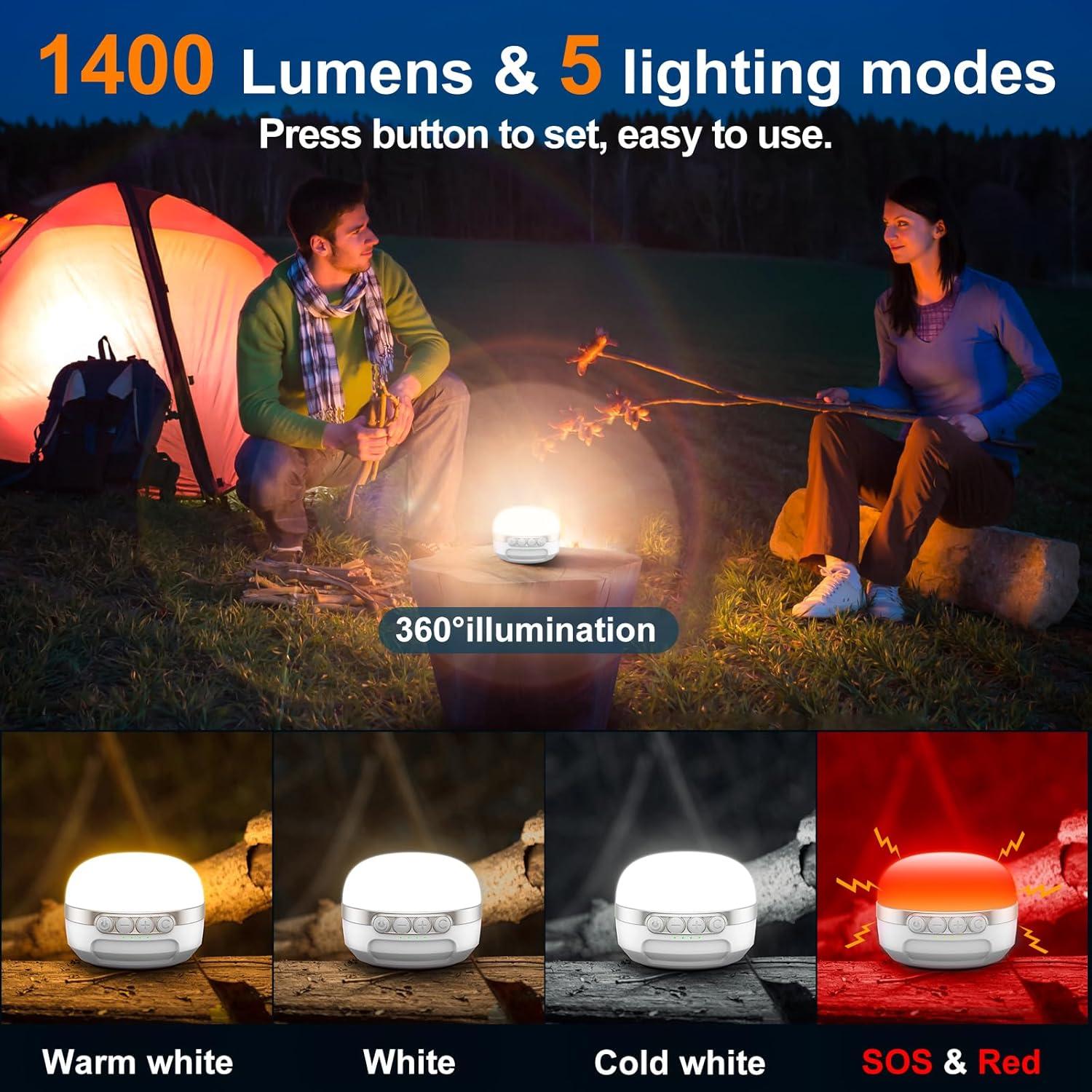 Linterna de Camping LED ZMNT 1400LM Recargable 10400mAh
