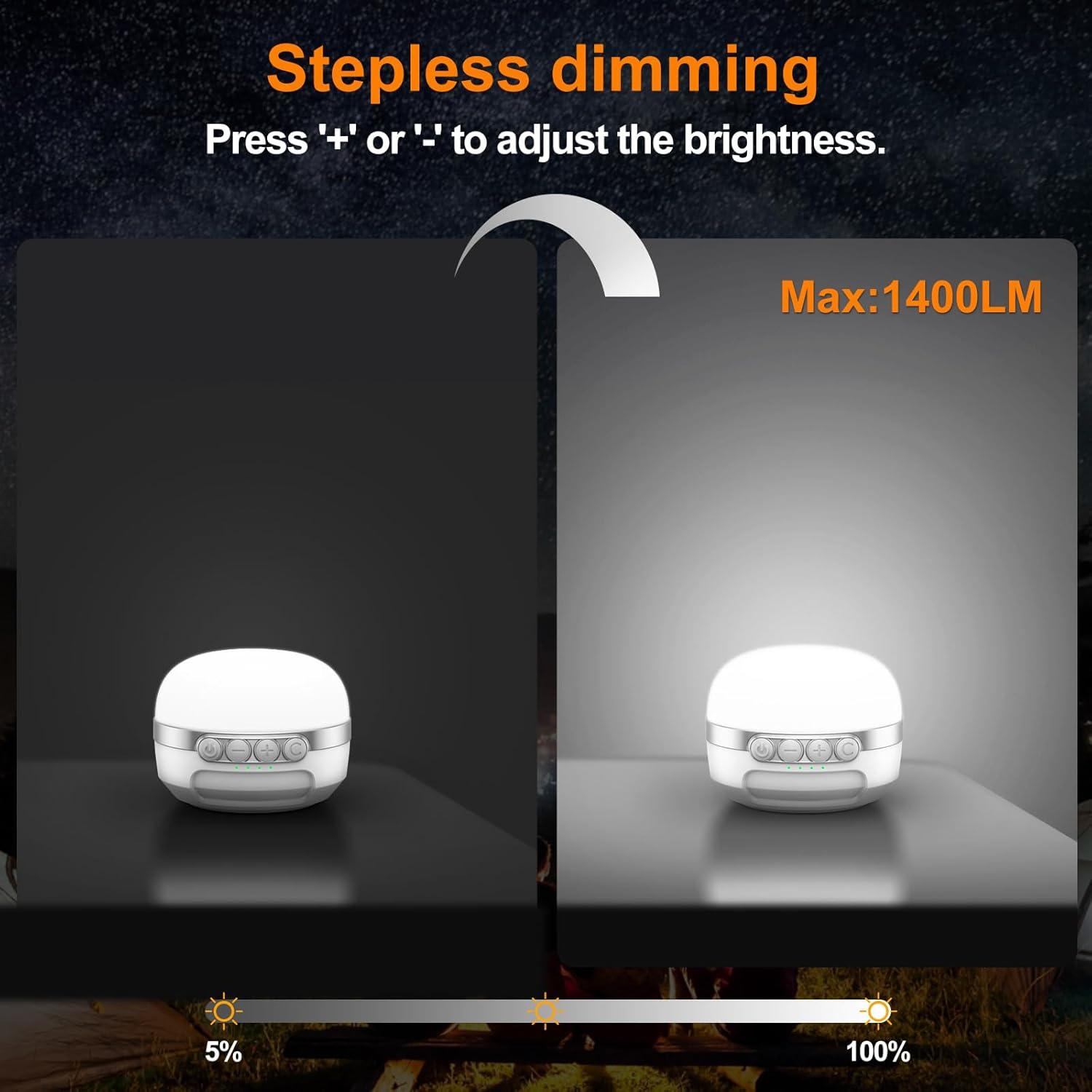 Linterna de Camping LED ZMNT 1400LM Recargable 10400mAh