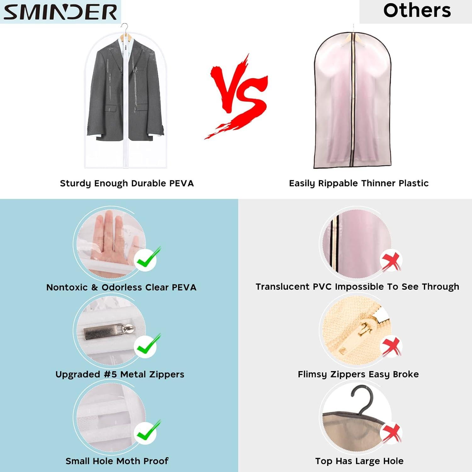 Bolsas de Ropa Transparentes SMINDER 61x102 cm - 8 Piezas