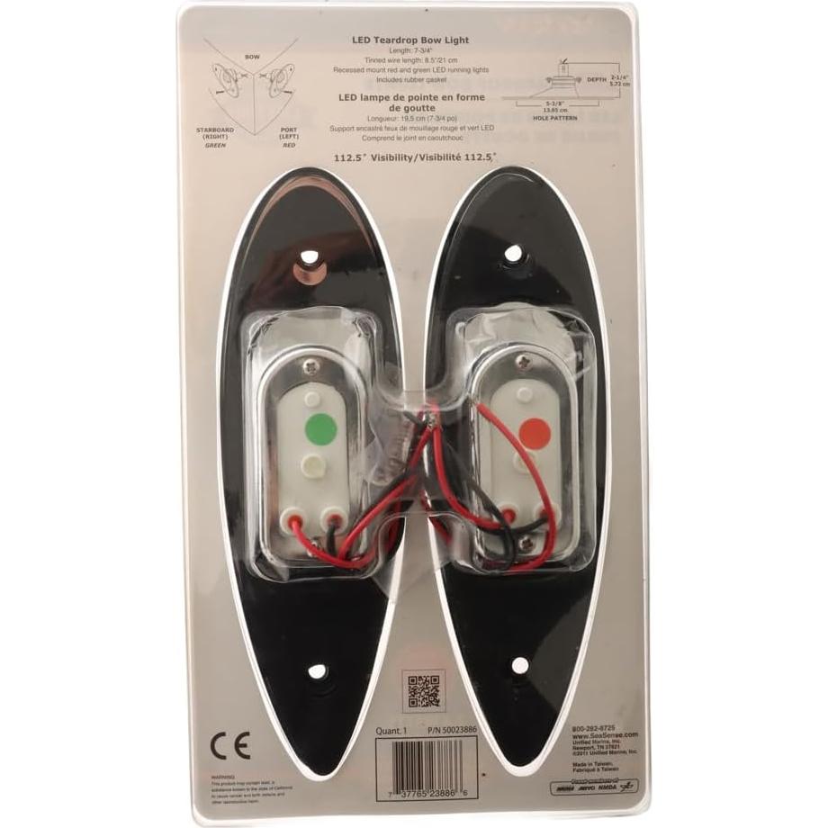 Luces LED de proa SeaSense rojas y verdes impermeables