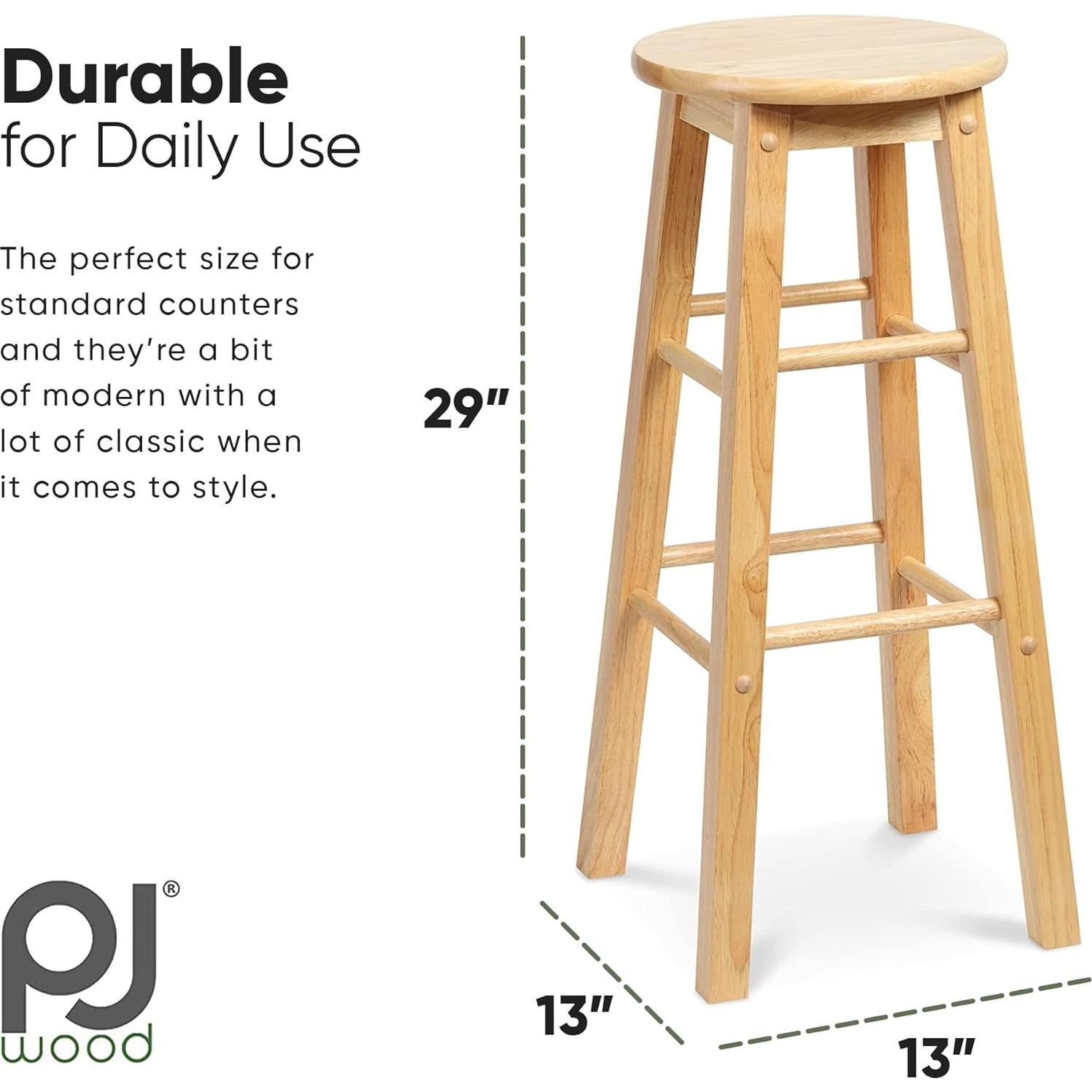 Taburetes de Bar PJ Wood Natural 73.66 cm Juego de 2