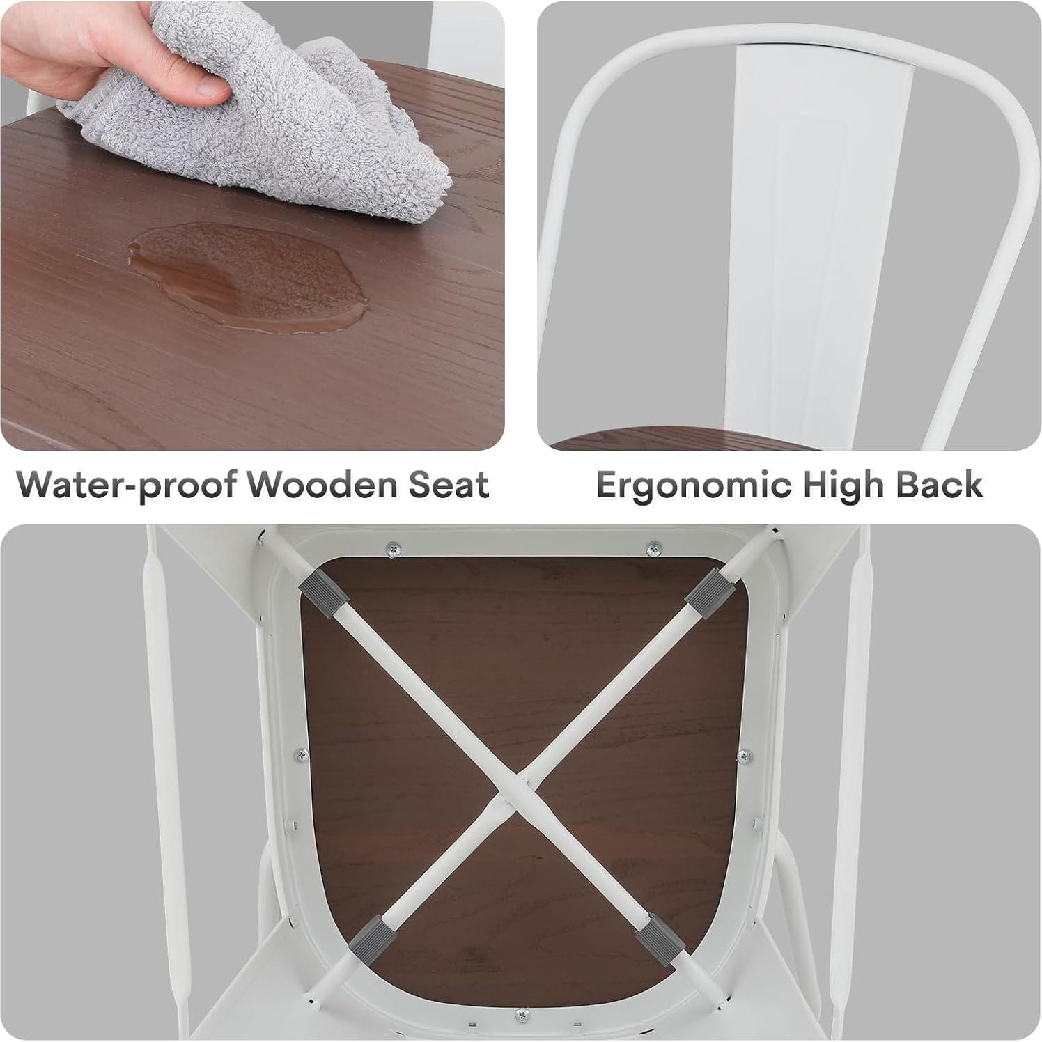 Sillas de Bar Altas Colección Athena 4 PCS Blancas 30.5"