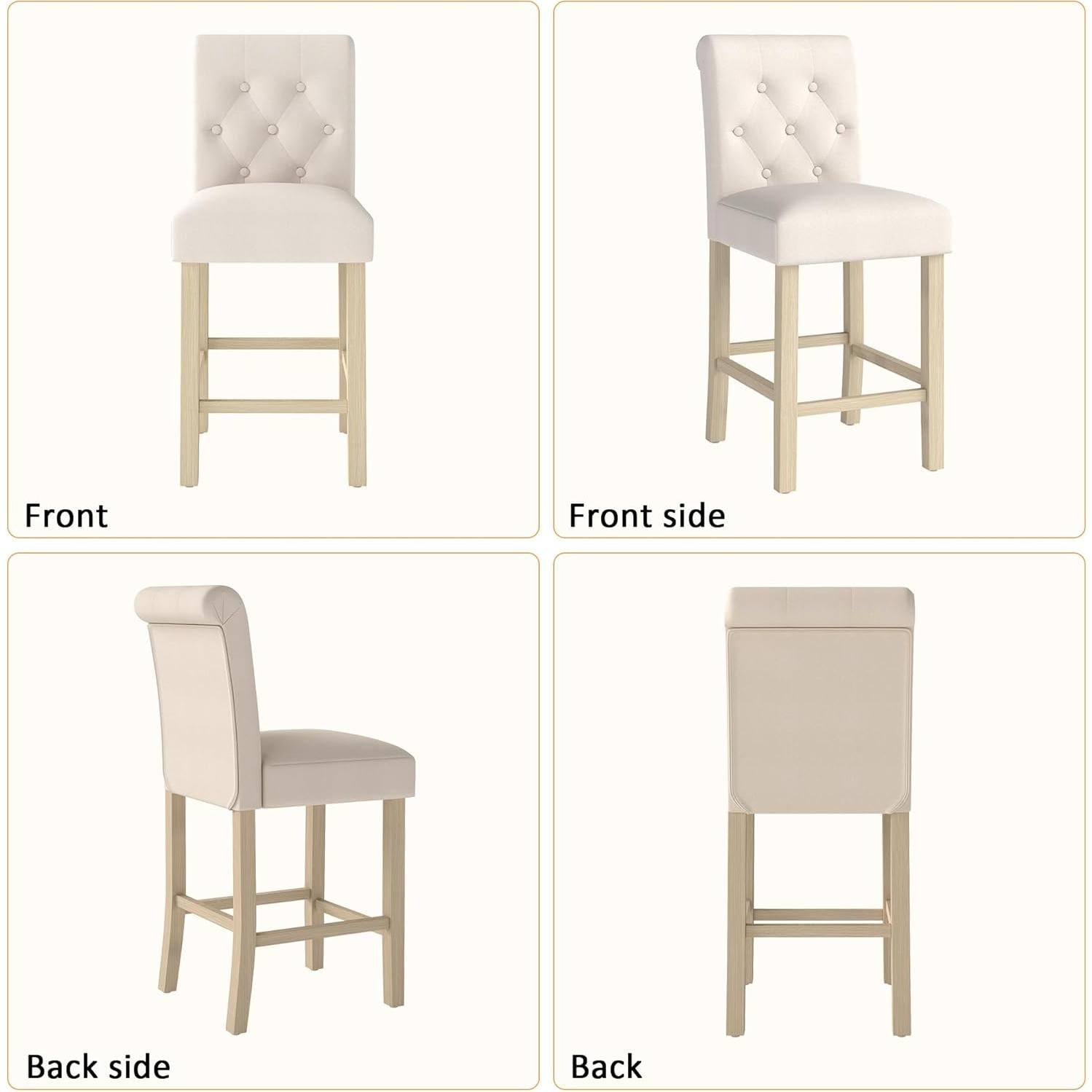 Taburetes de Bar GOTMINSI 4PCS Beige 24" (61 cm) Madera