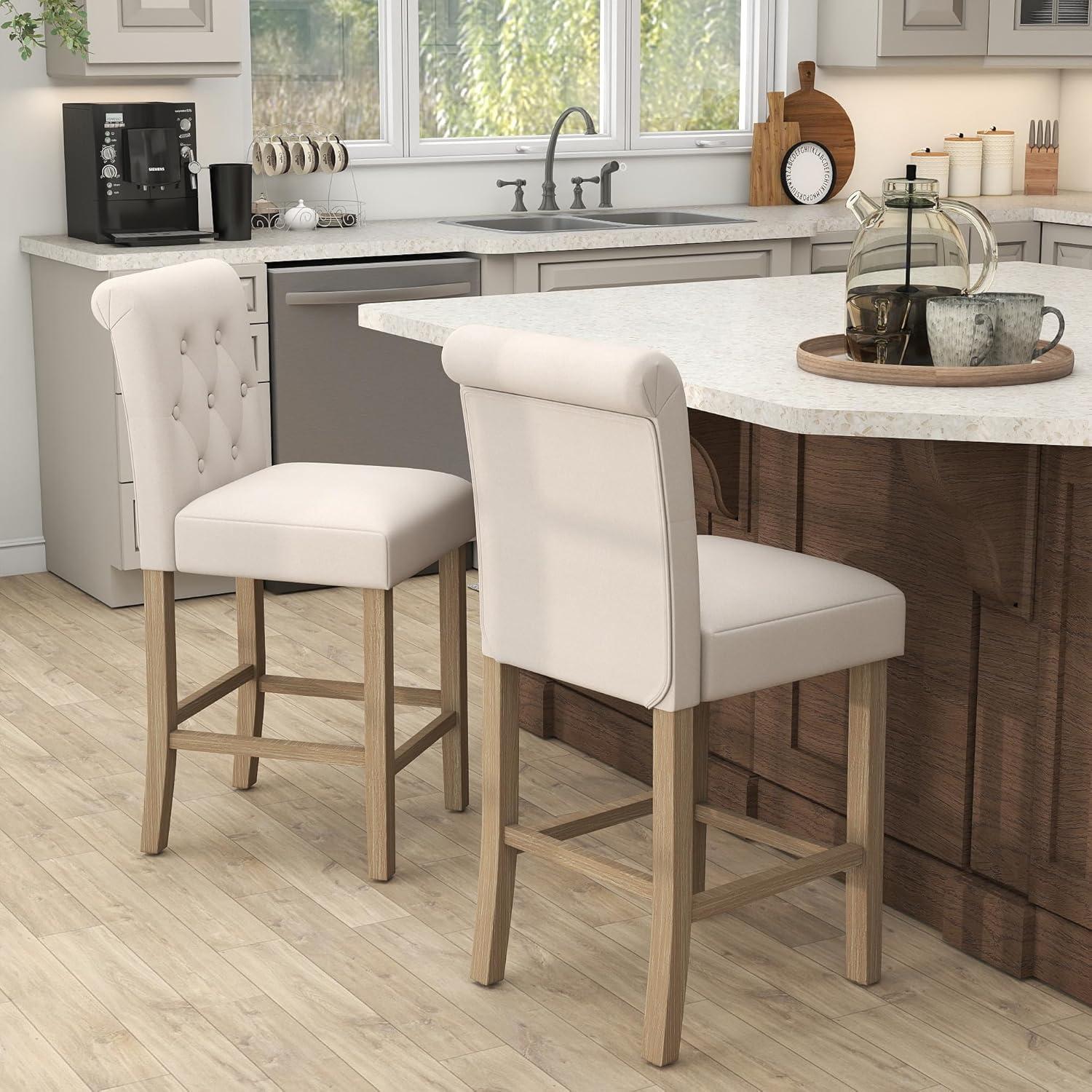 Taburetes de Bar GOTMINSI 4PCS Beige 24" (61 cm) Madera