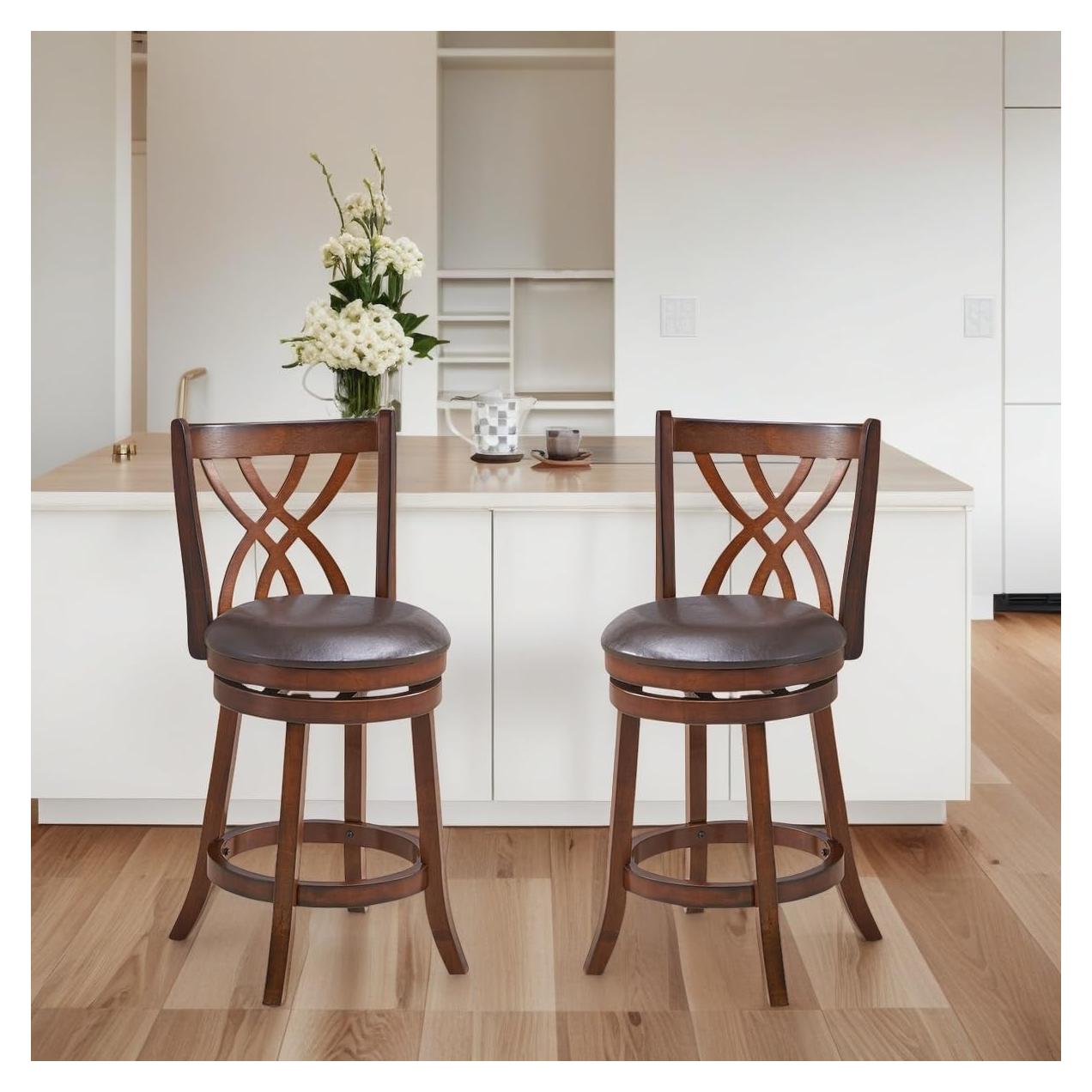 Taburetes de Bar Giratorios ERGOMASTER 66 cm Cuero PU Madera