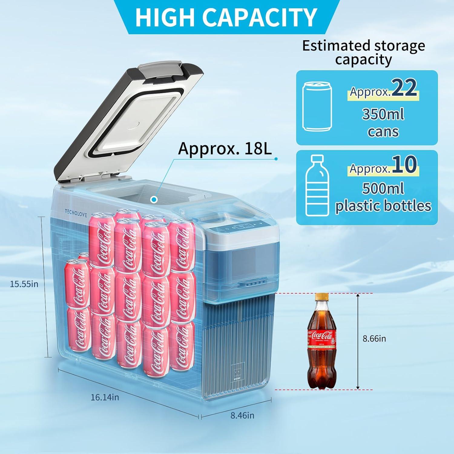 Nevera Portátil Eléctrica Tecnolove 18L 12V/110V para Coche