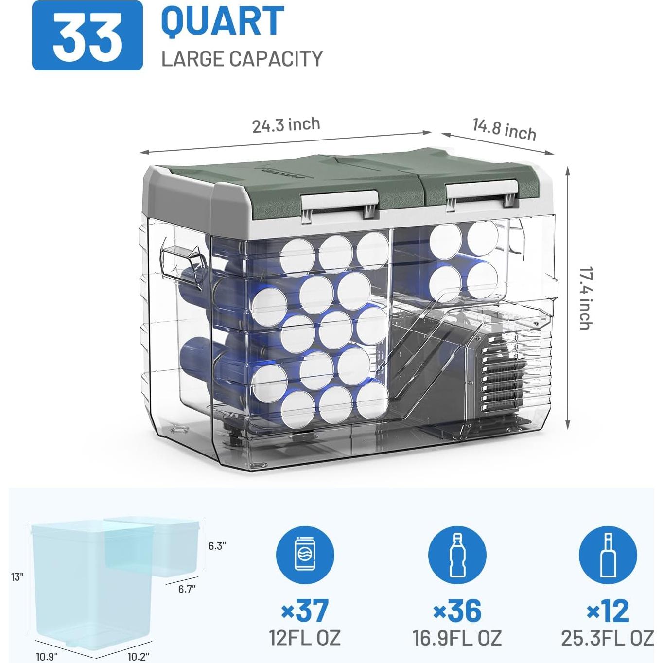 Refrigerador Portátil Alpicool NLS45 31.3L 12V Doble Zona