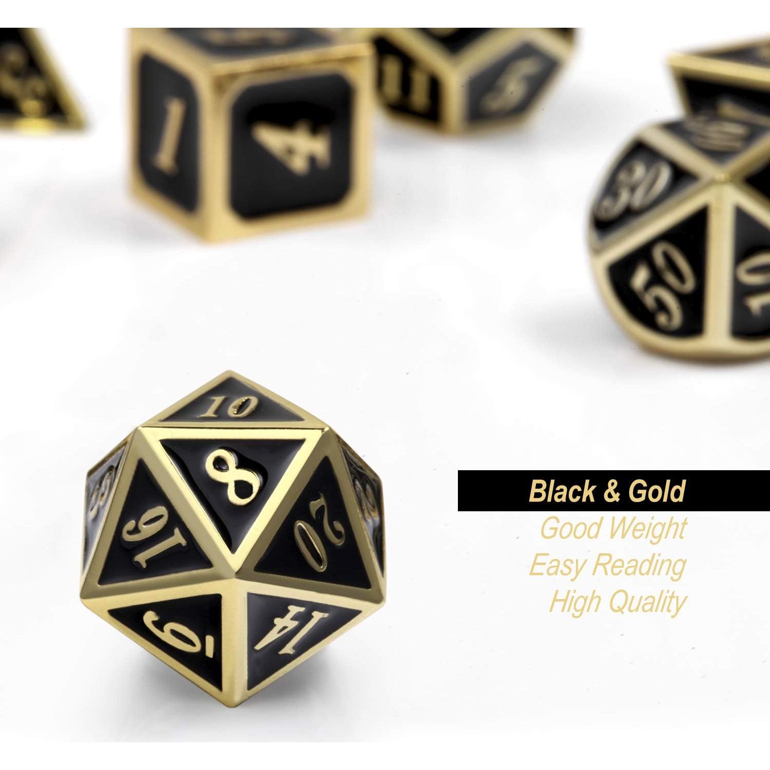 Juego de Dados Metálicos DNDND 7 Piezas con Caja Regalo