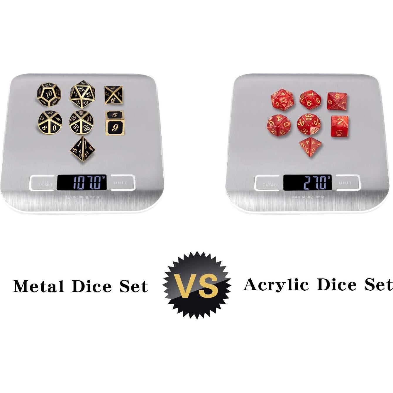 Juego de Dados Metálicos DNDND 7 Piezas con Caja Regalo