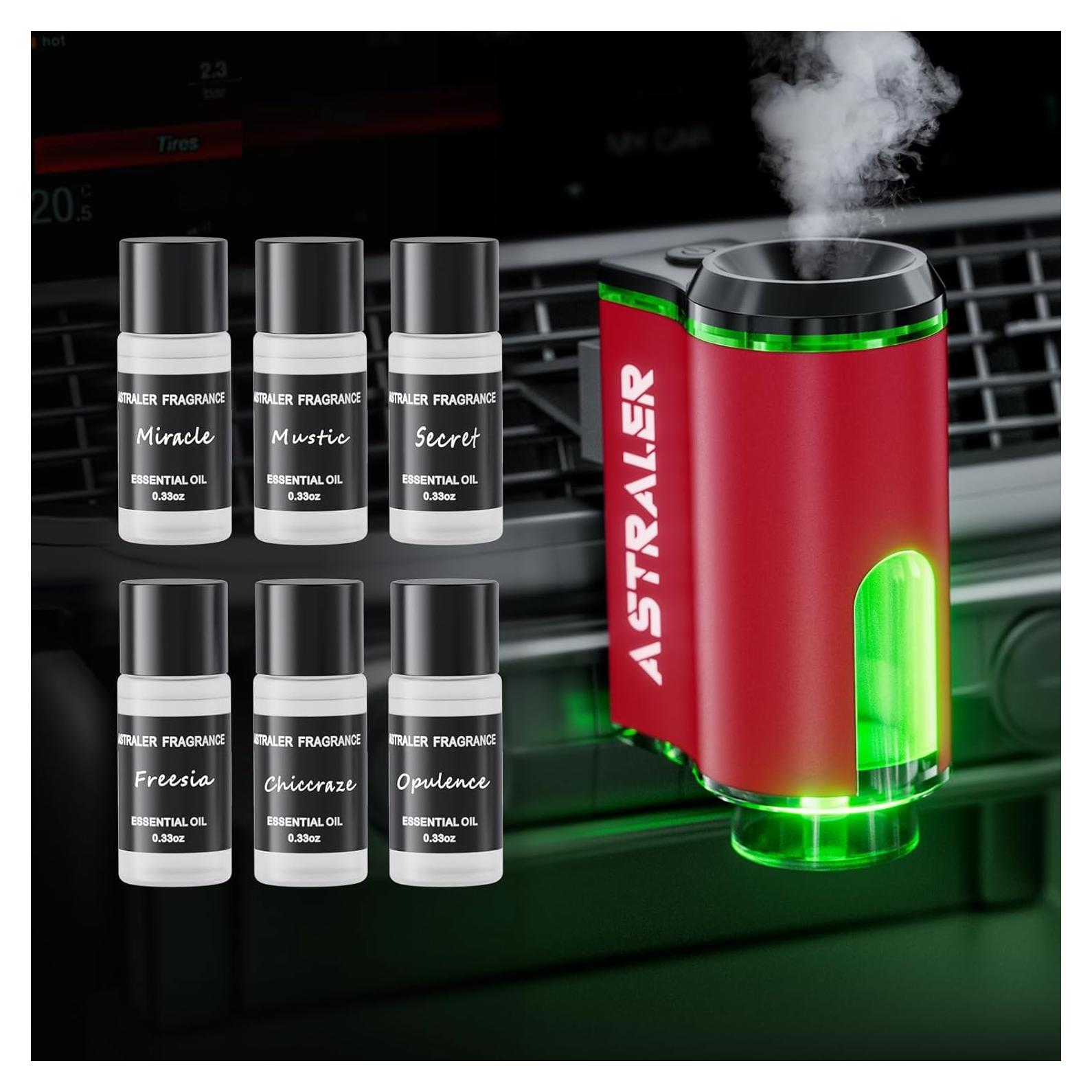 Difusor de Aromaterapia ASTRALER para Auto - Recargable USB, 3 Modos, 6 Aceites Esenciales