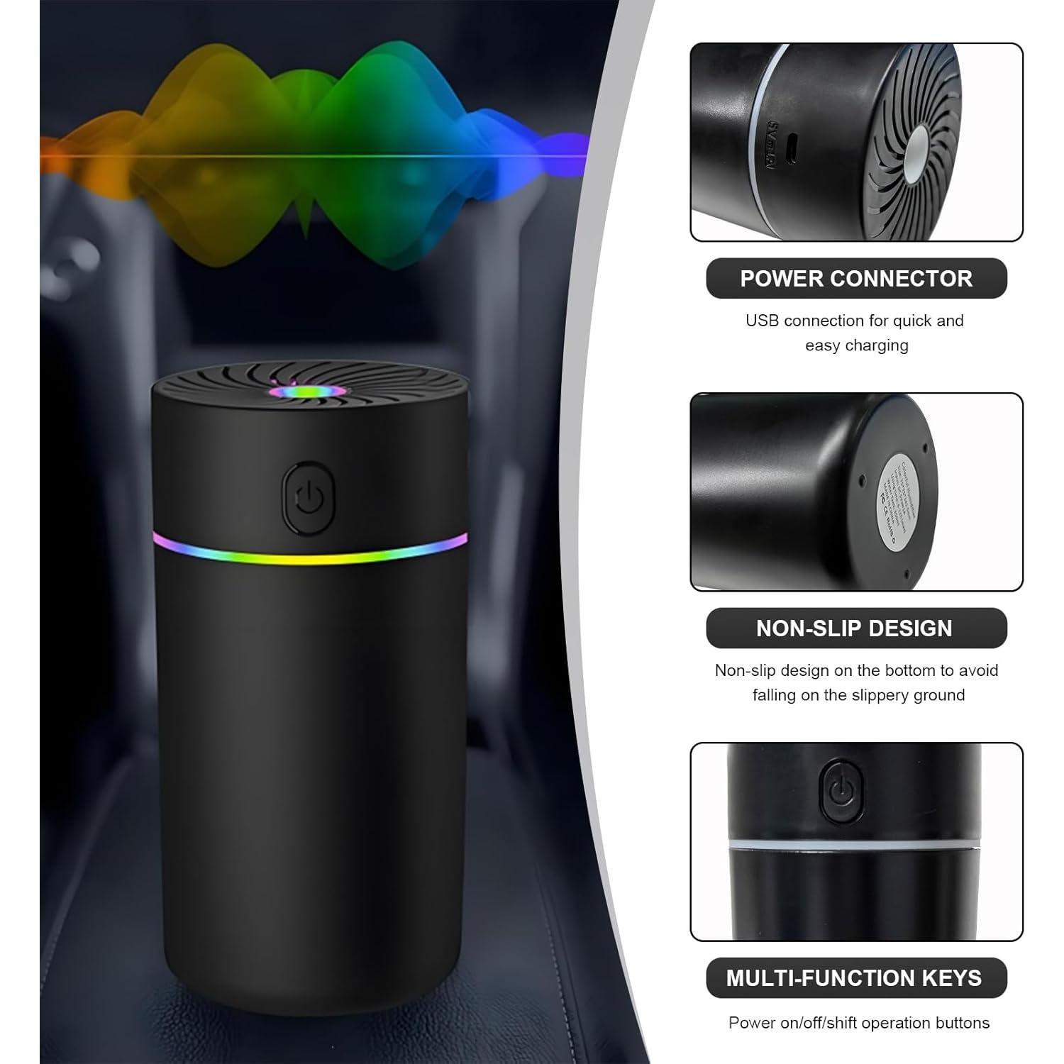 Difusor de fragancia para automóvil DXNQ 350ml USB Negro