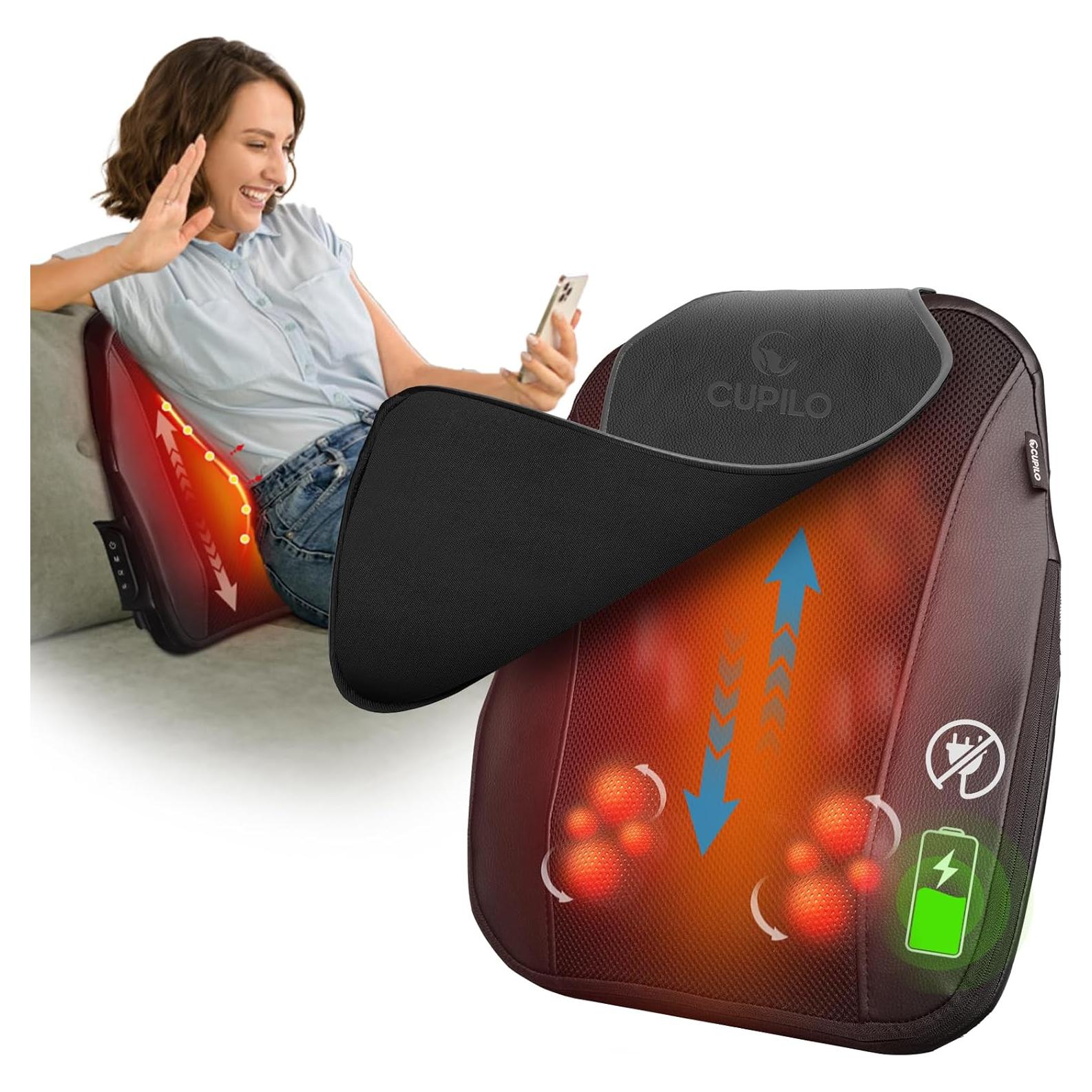 Masajeador de Espalda Shiatsu CuPiLo CPL-2251-BLK 4D Inalámbrico