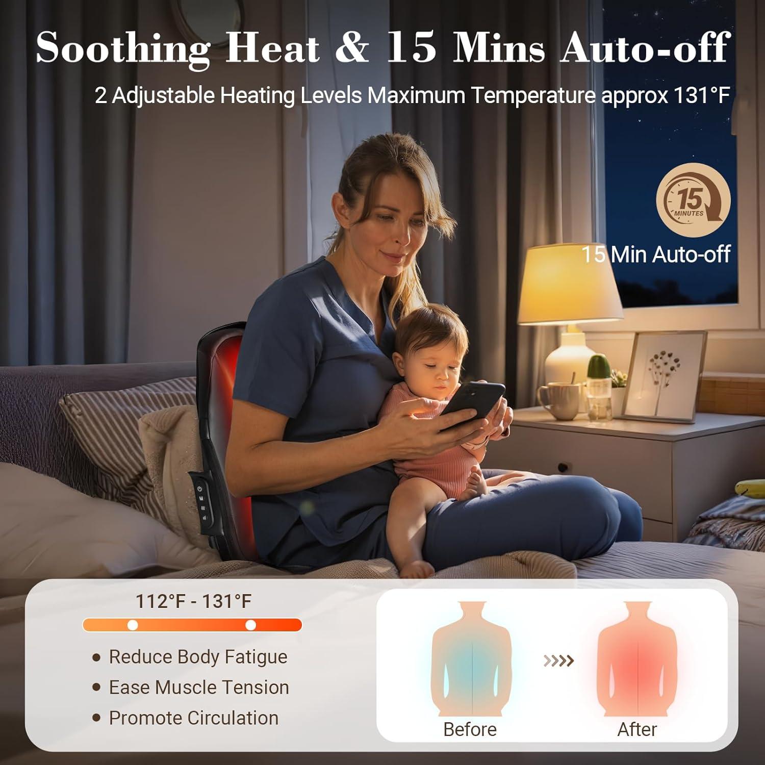 Masajeador de Espalda Shiatsu CuPiLo CPL-2251-BLK 4D Inalámbrico