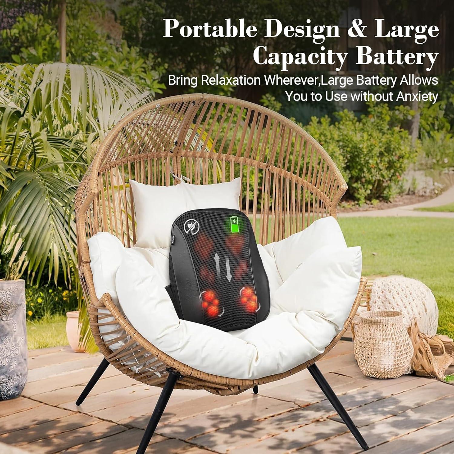 Masajeador de Espalda Shiatsu CuPiLo CPL-2251-BLK 4D Inalámbrico