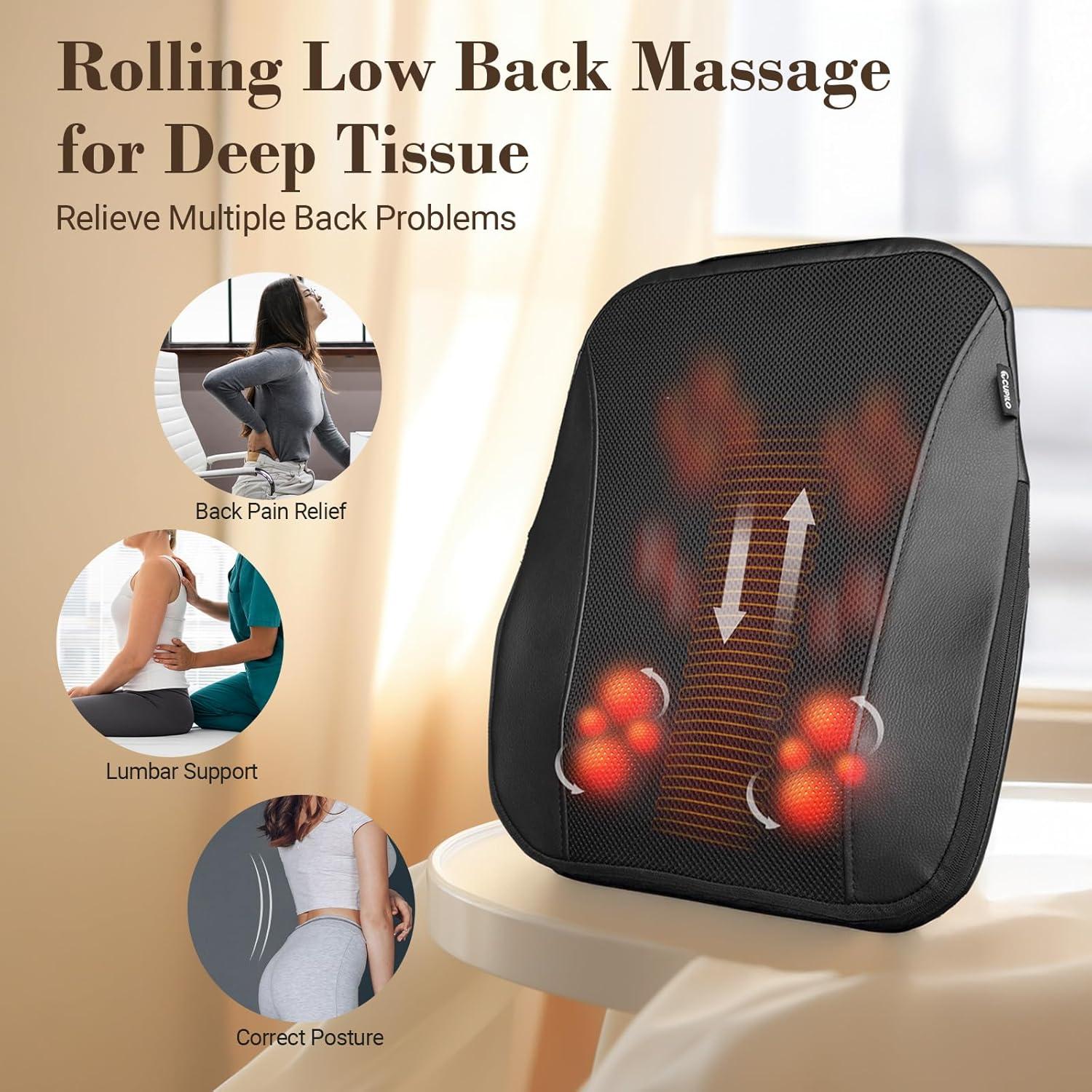 Masajeador de Espalda Shiatsu CuPiLo CPL-2251-BLK 4D Inalámbrico