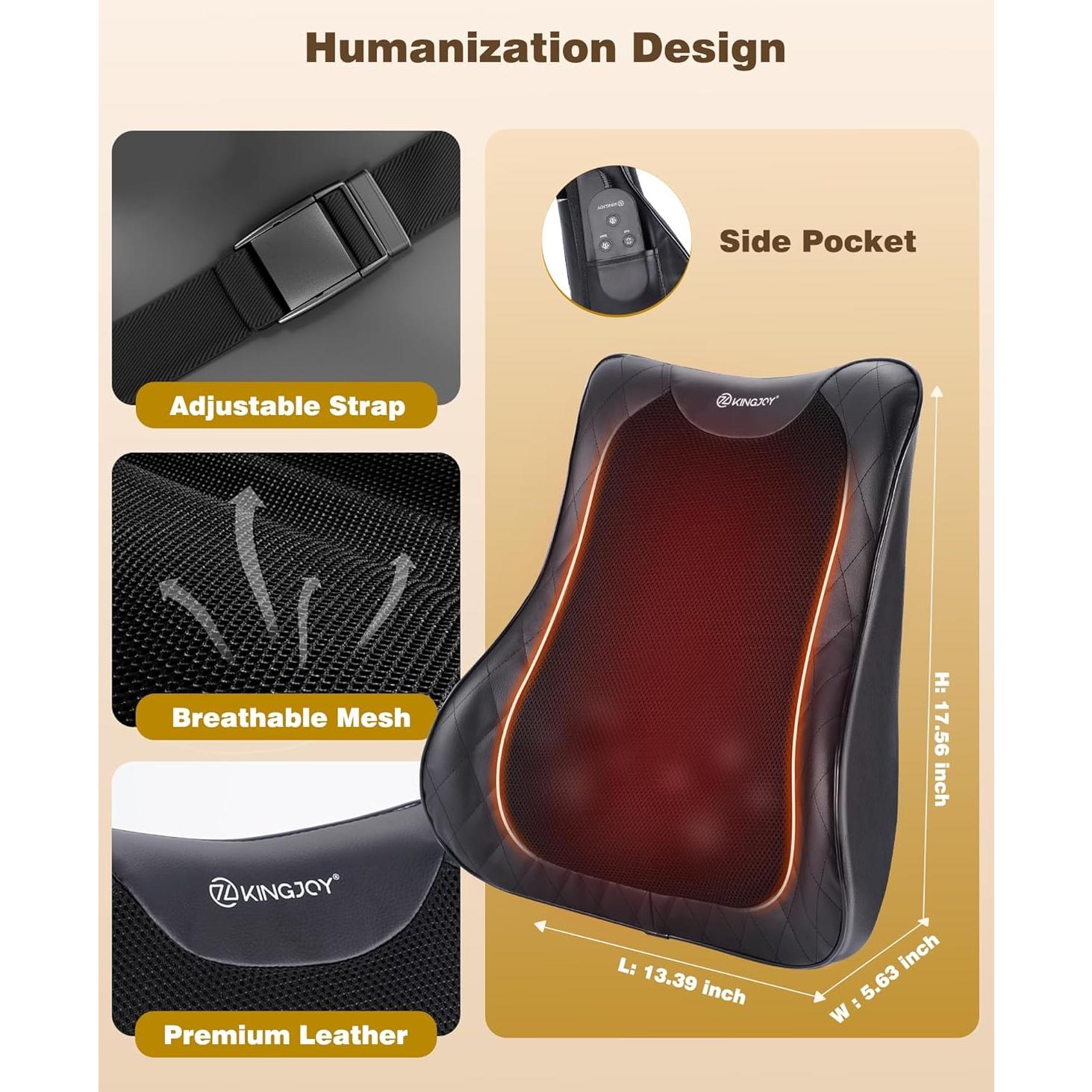 Masajeador de Espalda KINGJOY M9 con Calor y Amasado 3D