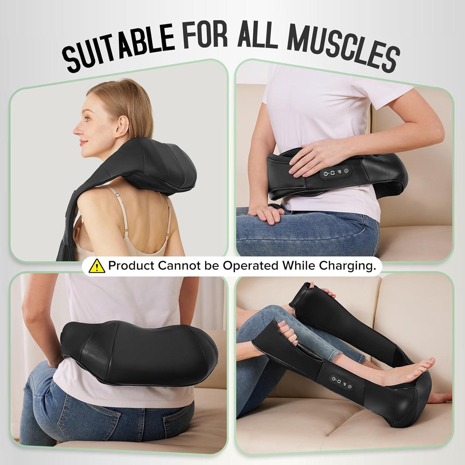 Masajeador Inalámbrico Shiatsu AERLANG con Calor 4D - Negro