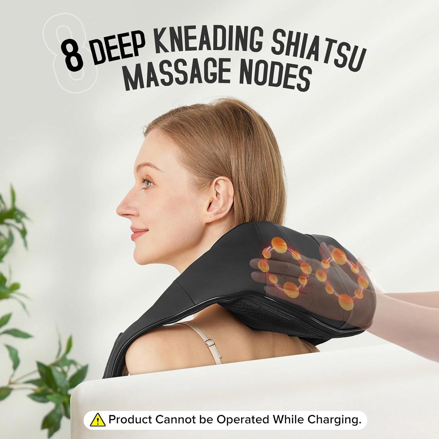 Masajeador Inalámbrico Shiatsu AERLANG con Calor 4D - Negro