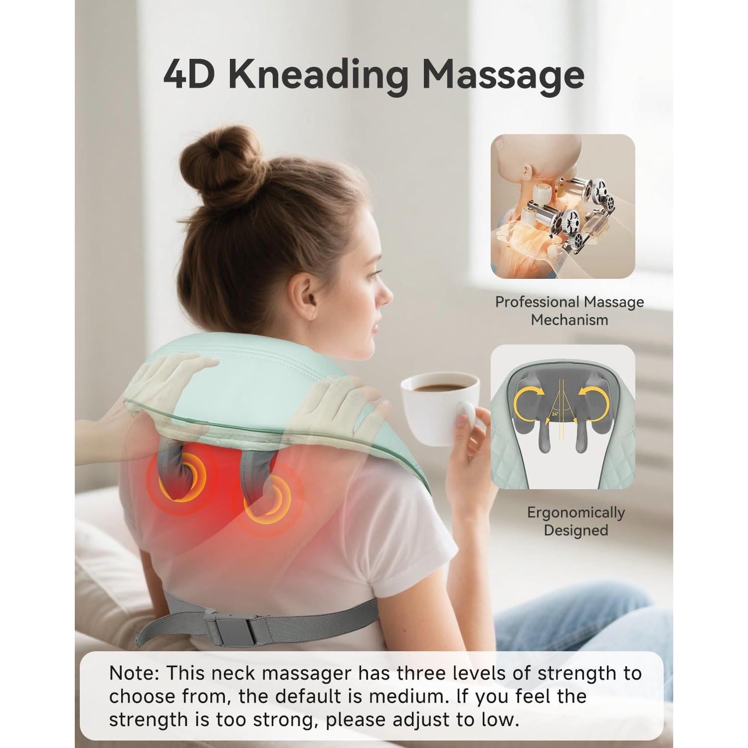 Masajeador de Cuello Inalámbrico Snailax SL-682 con Calor 4D