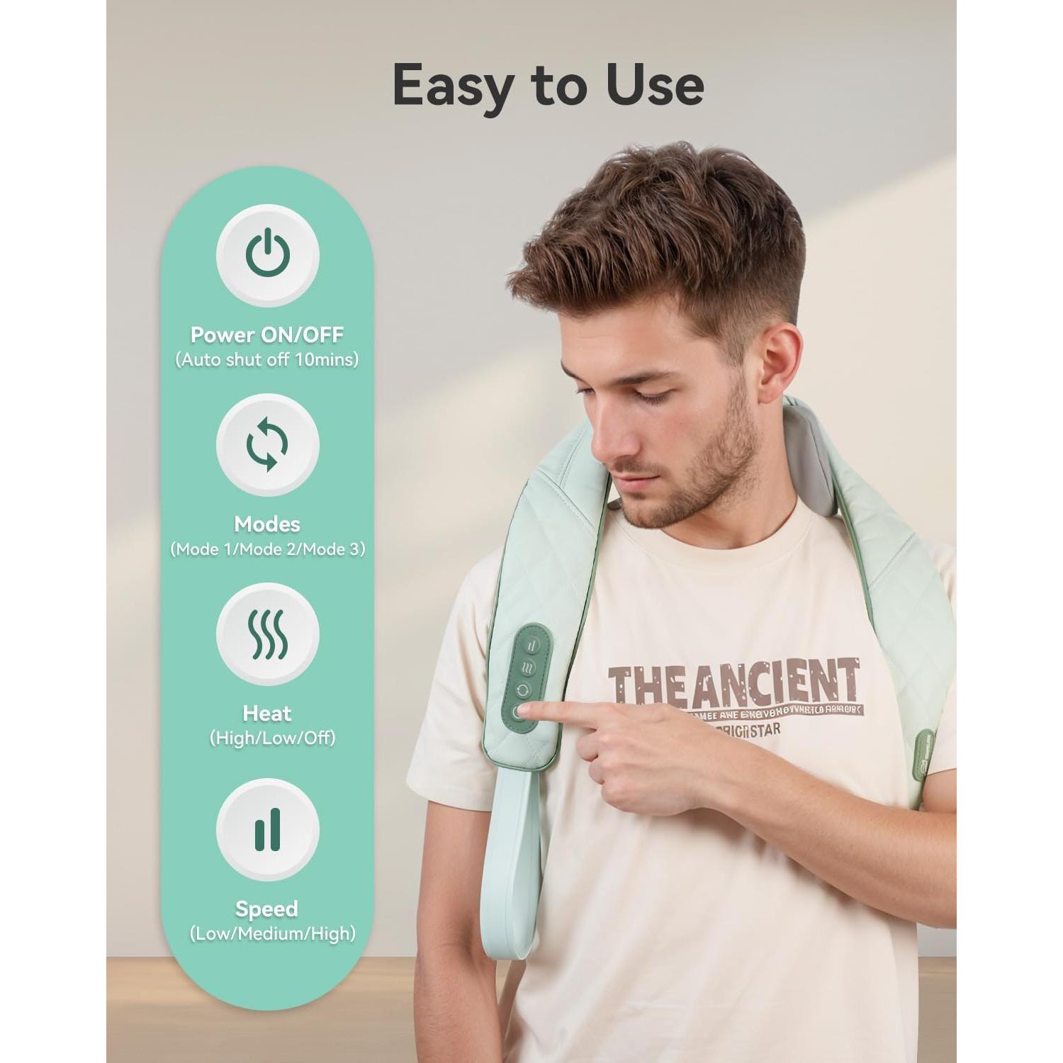 Masajeador de Cuello Inalámbrico Snailax SL-682 con Calor 4D