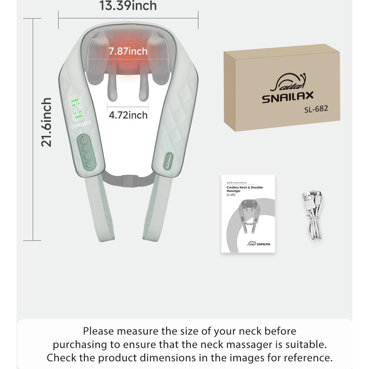 Masajeador de Cuello Inalámbrico Snailax SL-682 con Calor 4D