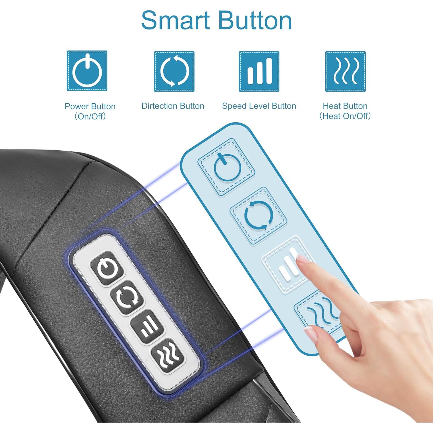 Masajeador Eléctrico Shiatsu Alliggic con Calor 35.5x17.8cm